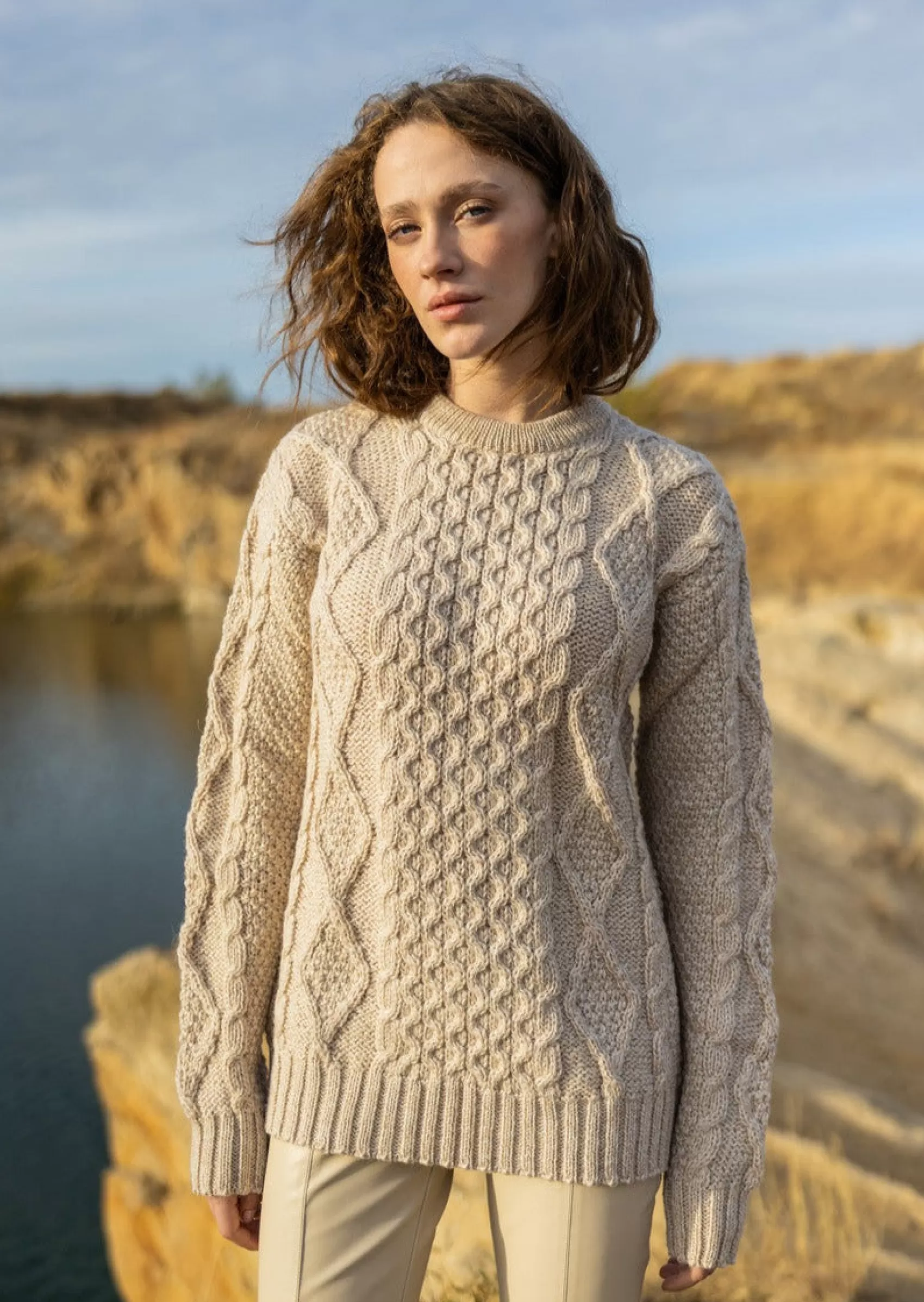 Aran Sweaters^Saol Heavy Weight Aran Sweater | Oatmeal