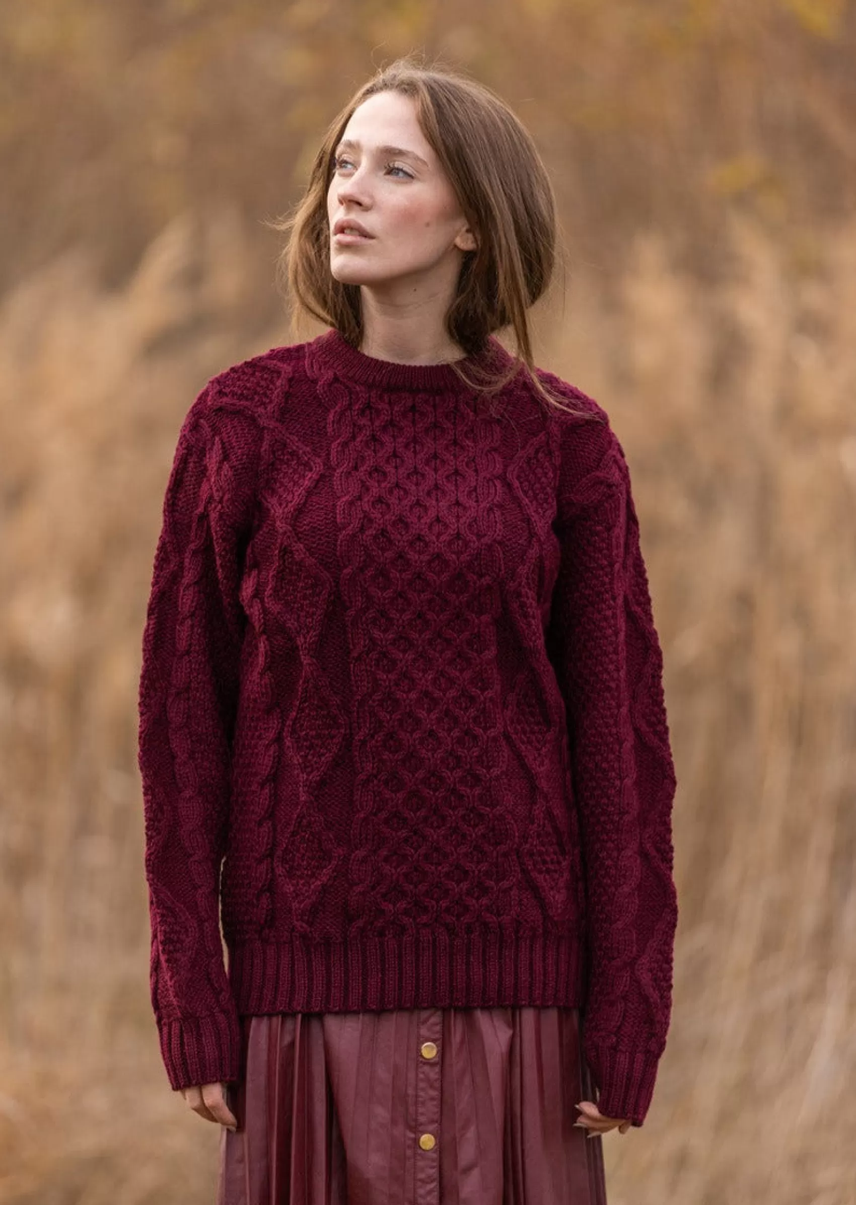 Aran Sweaters^Saol Heavy Weight Aran Sweater | Wine