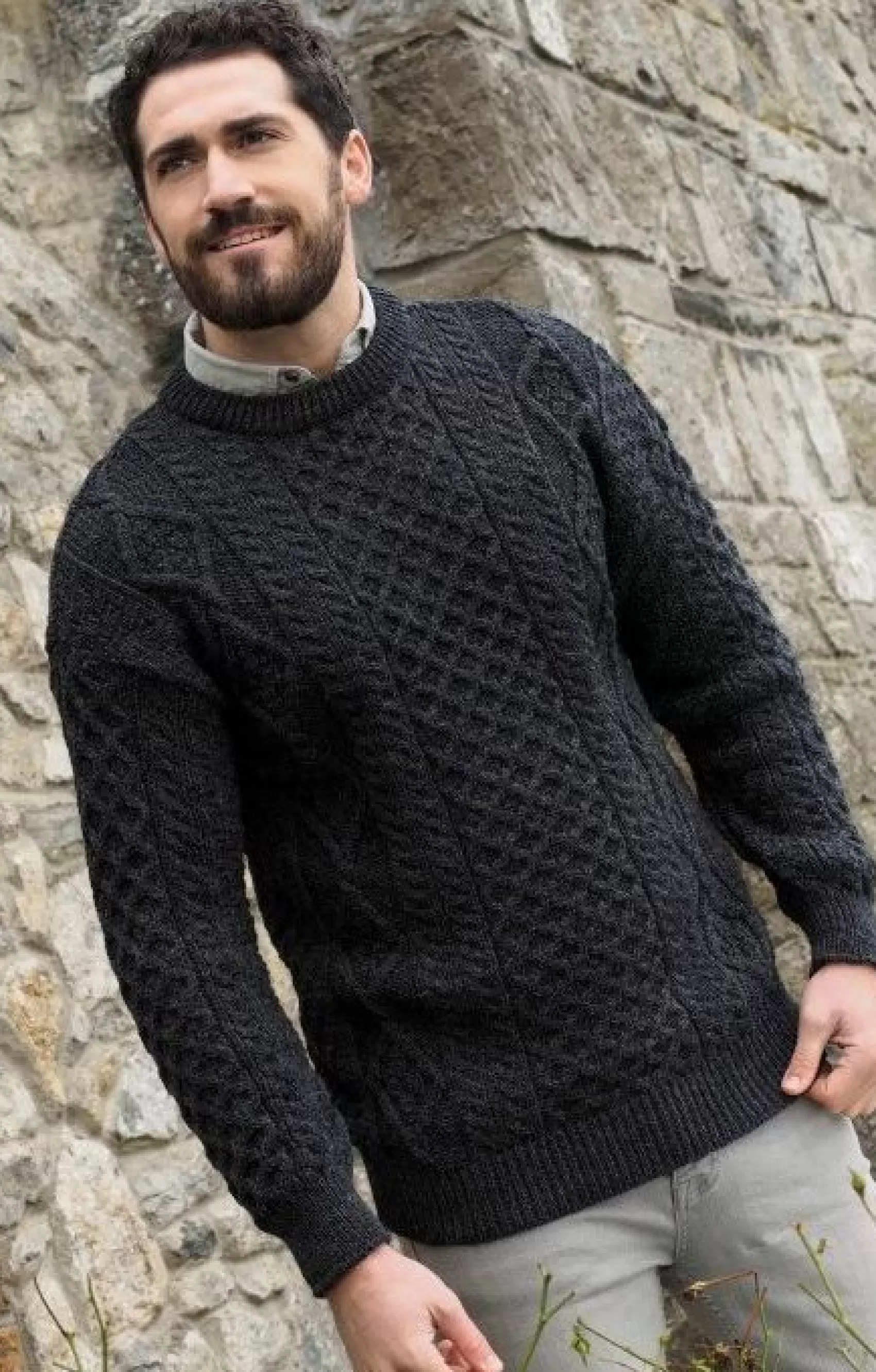 Aran Sweaters^Aran Crafts Inis Mor Aran Sweater | Charcoal