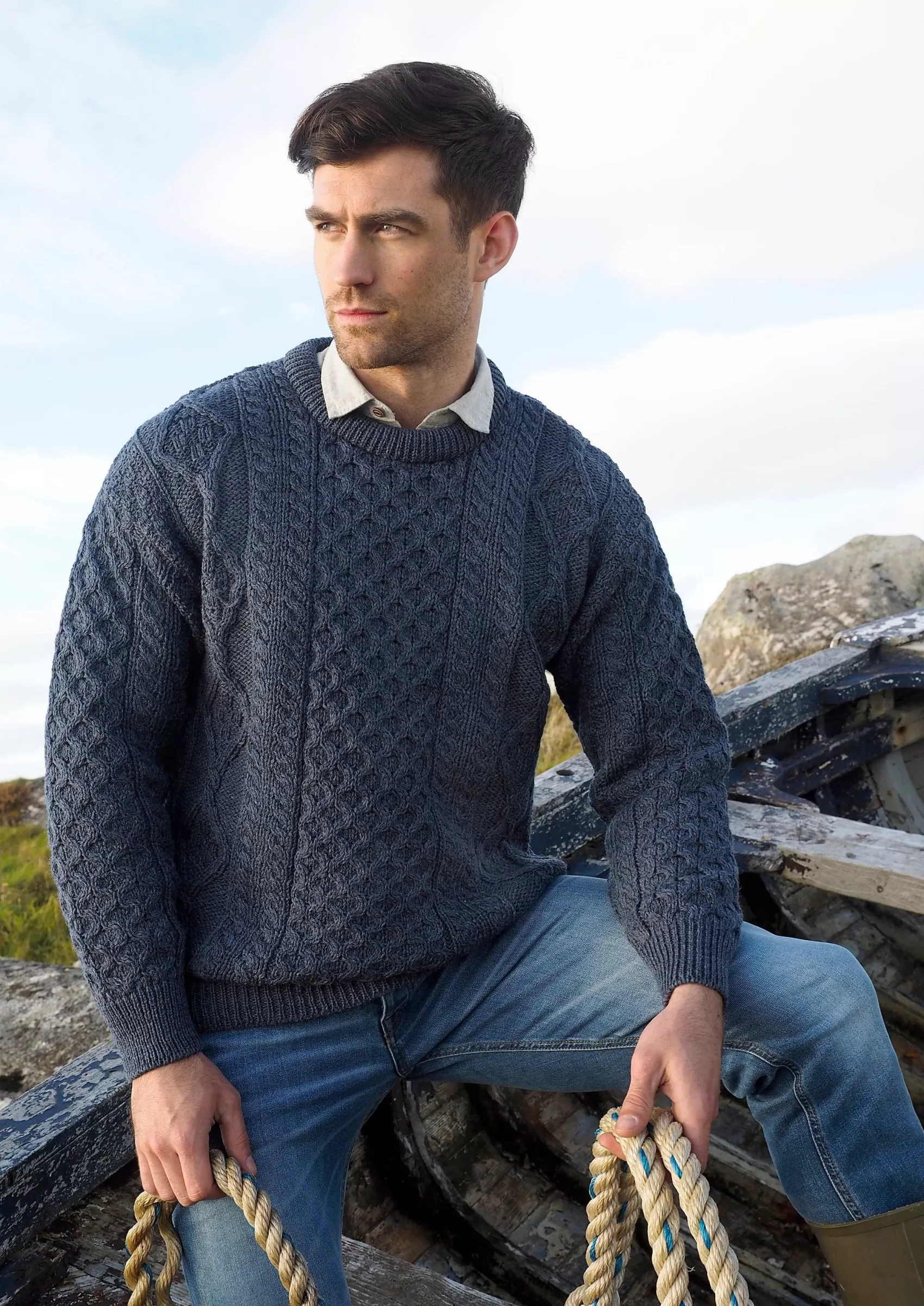 Aran Sweaters^Aran Crafts Inis Mor Aran Sweater | Denim