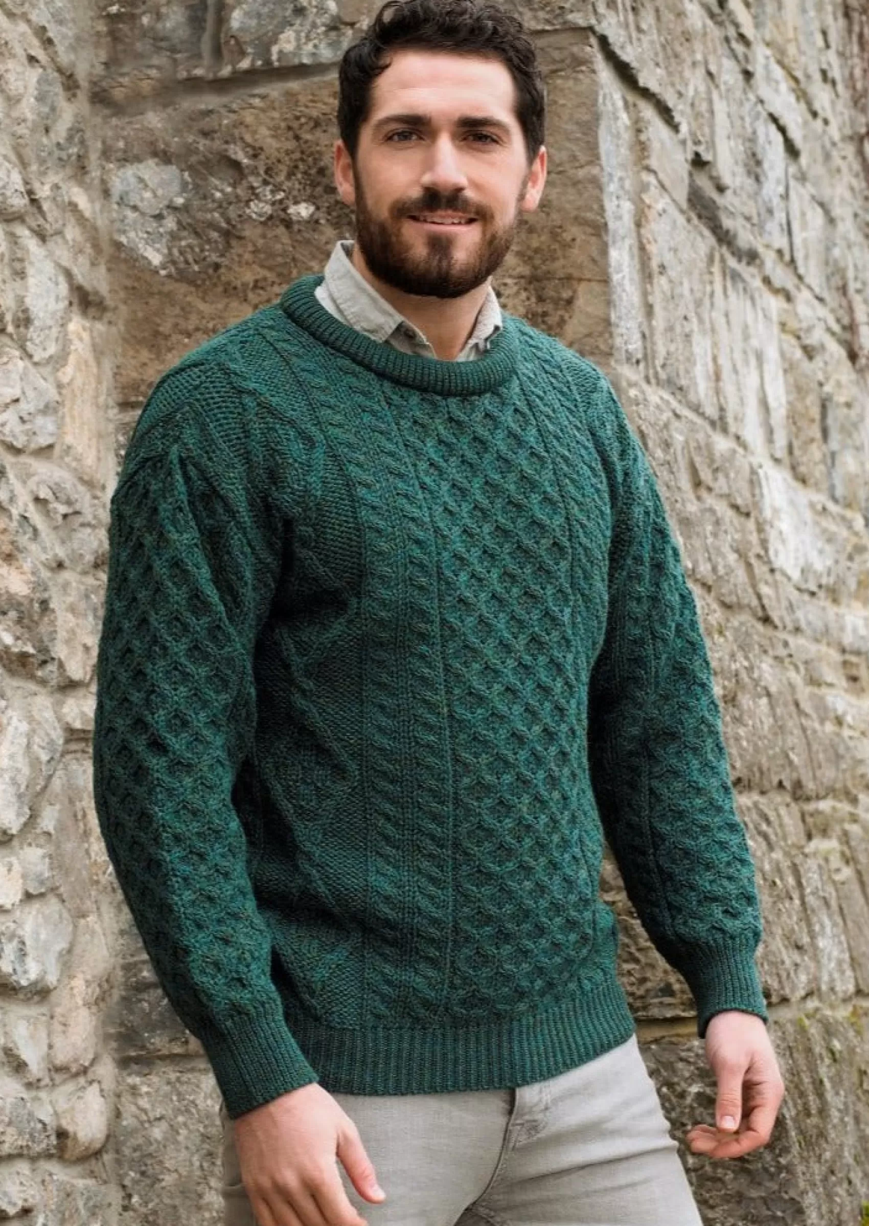 Aran Sweaters^Aran Crafts Inis Mor Aran Sweater | Green