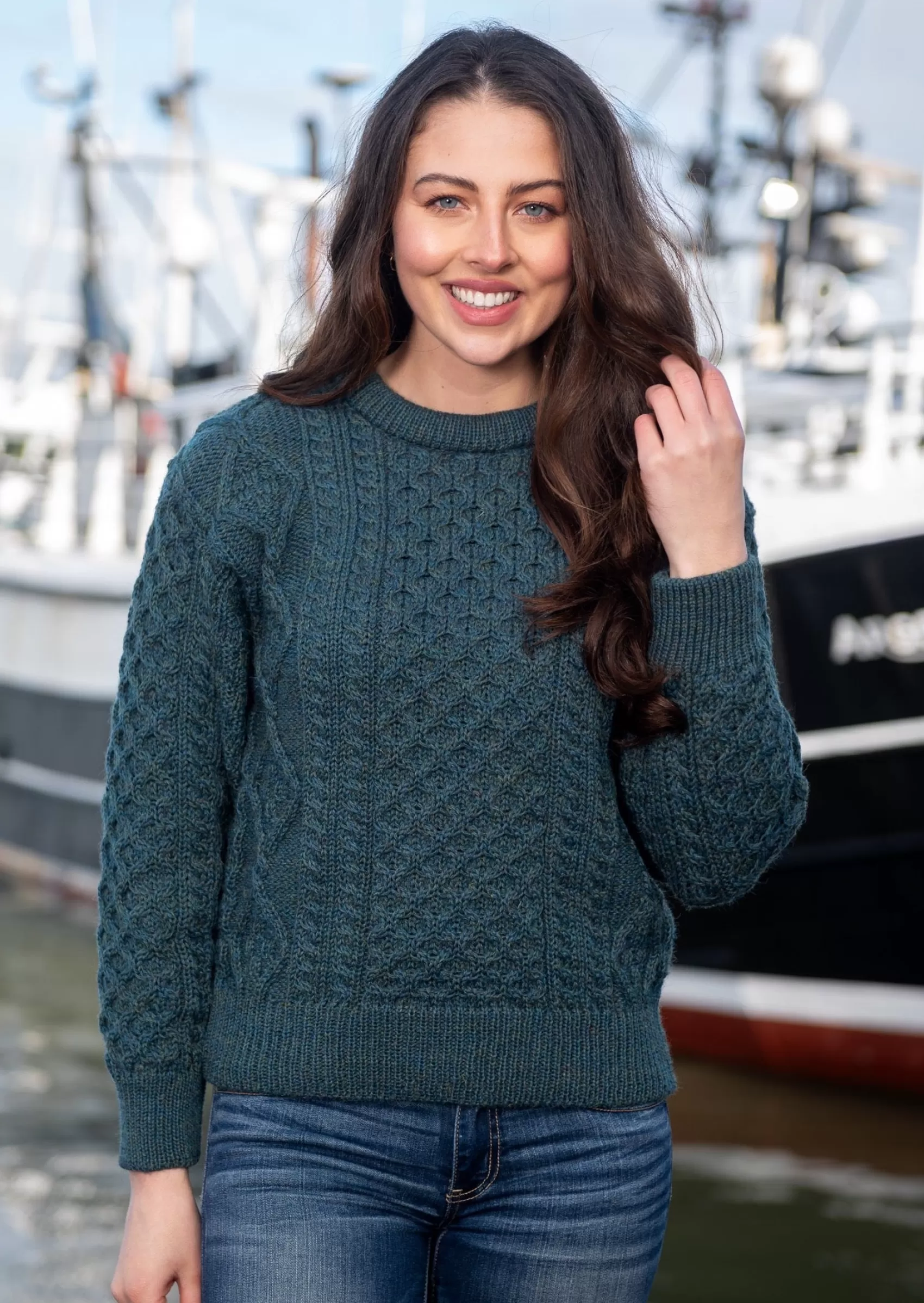 Aran Sweaters^Aran Crafts Inis Mor Aran Sweater | Green