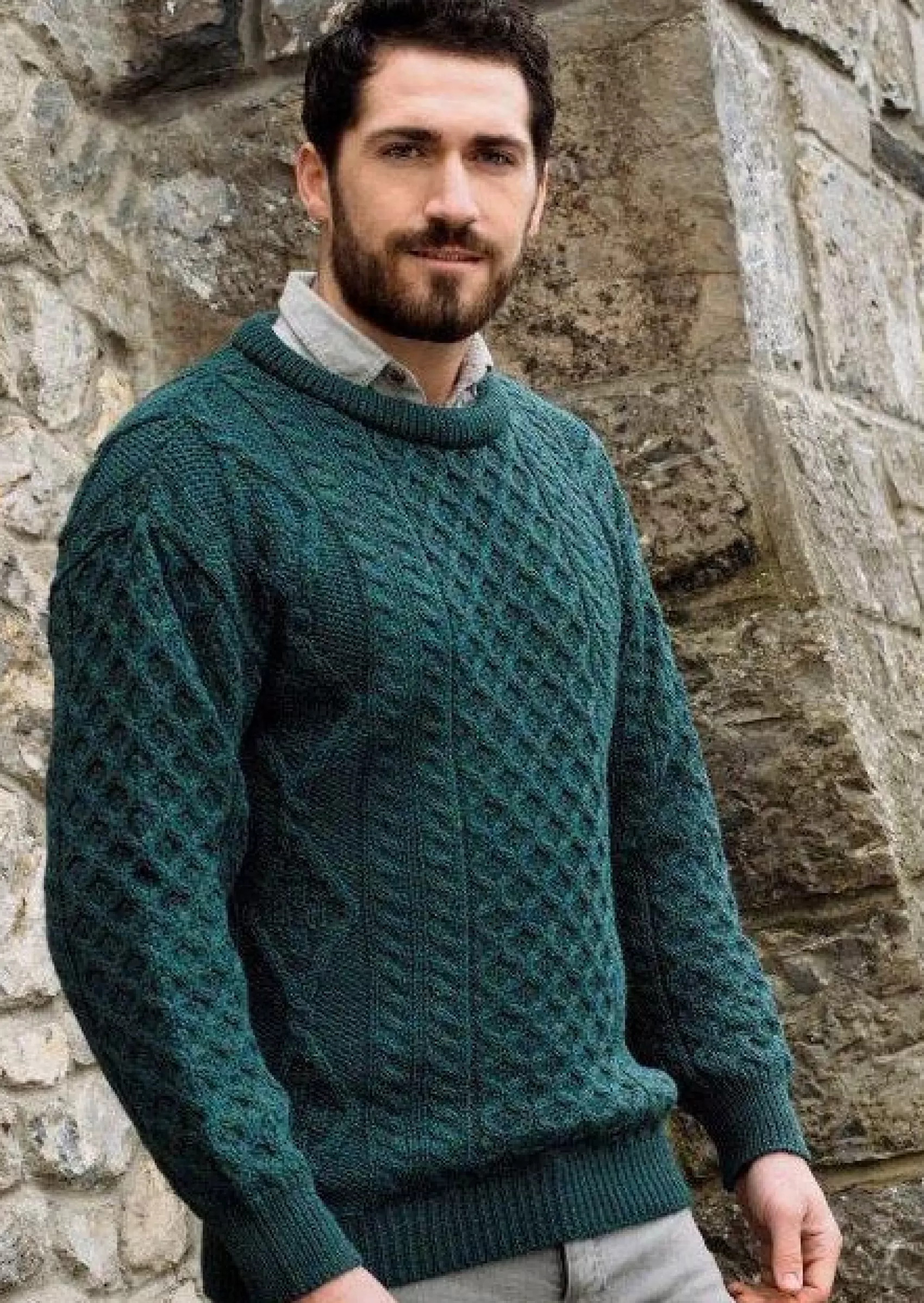 Aran Sweaters^Aran Crafts Inis Mor Aran Sweater | Green