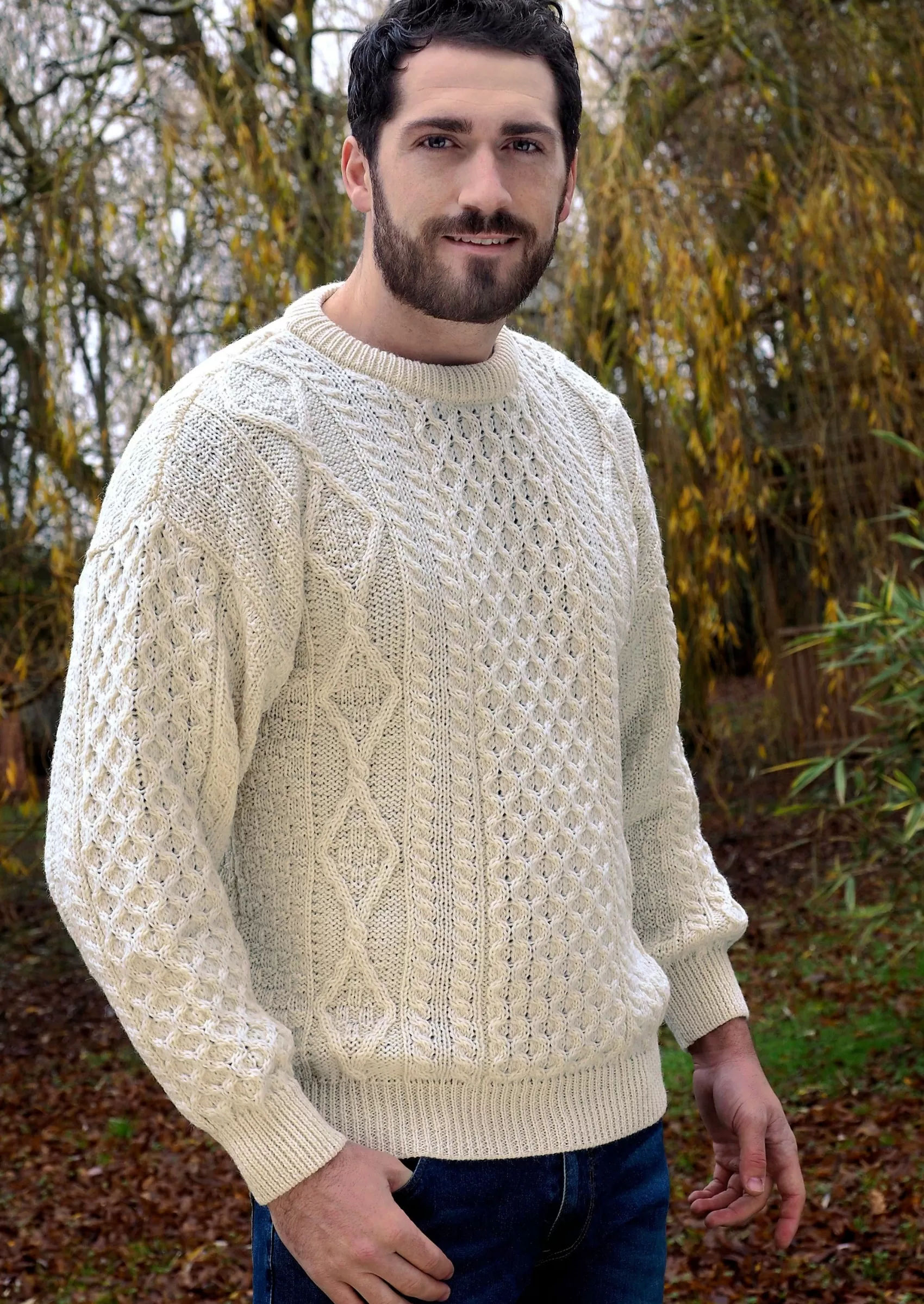 Aran Sweaters^Aran Crafts Inis Mor Aran Sweater | Natural