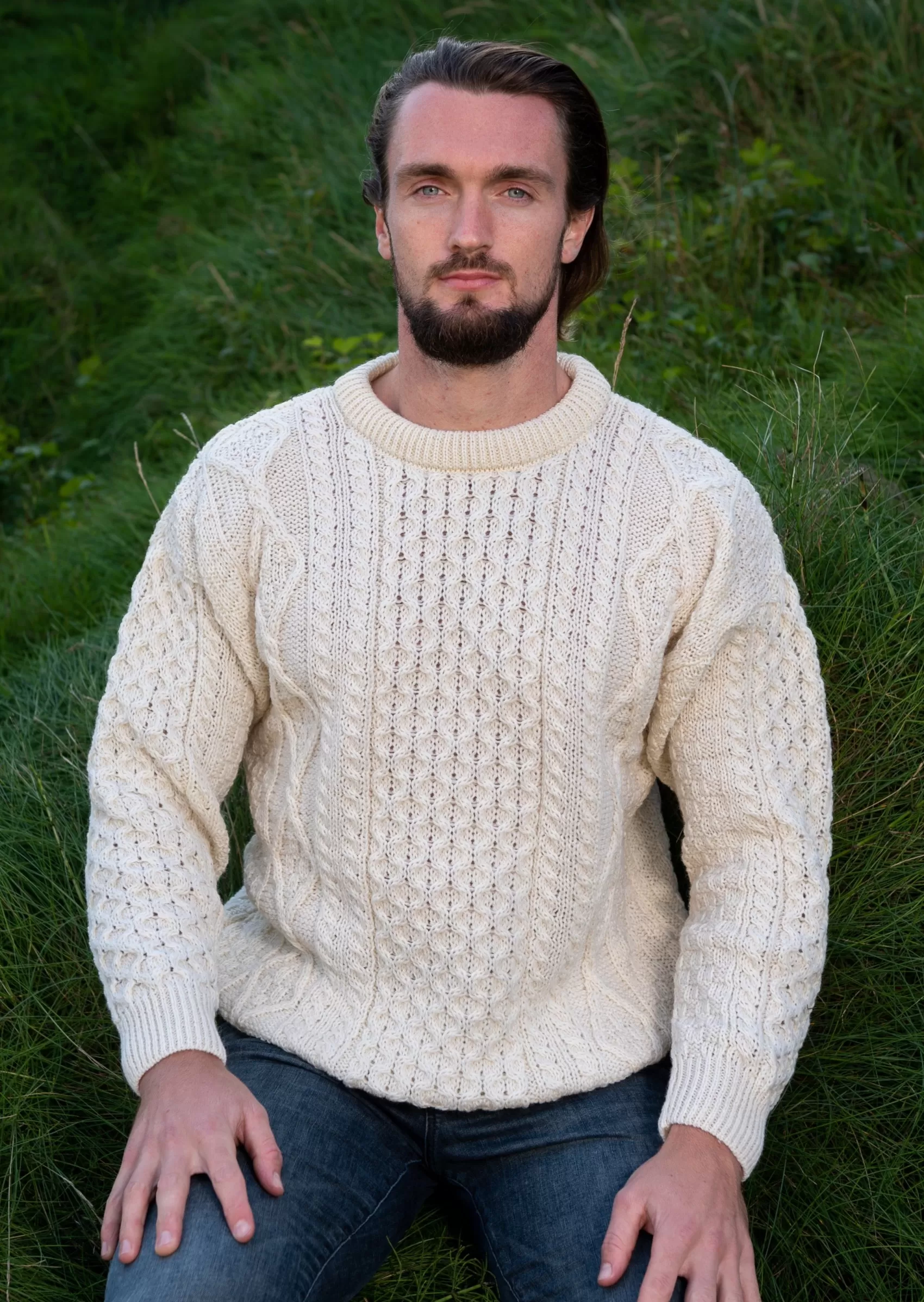 Aran Sweaters^Aran Crafts Inis Mor Aran Sweater | Natural