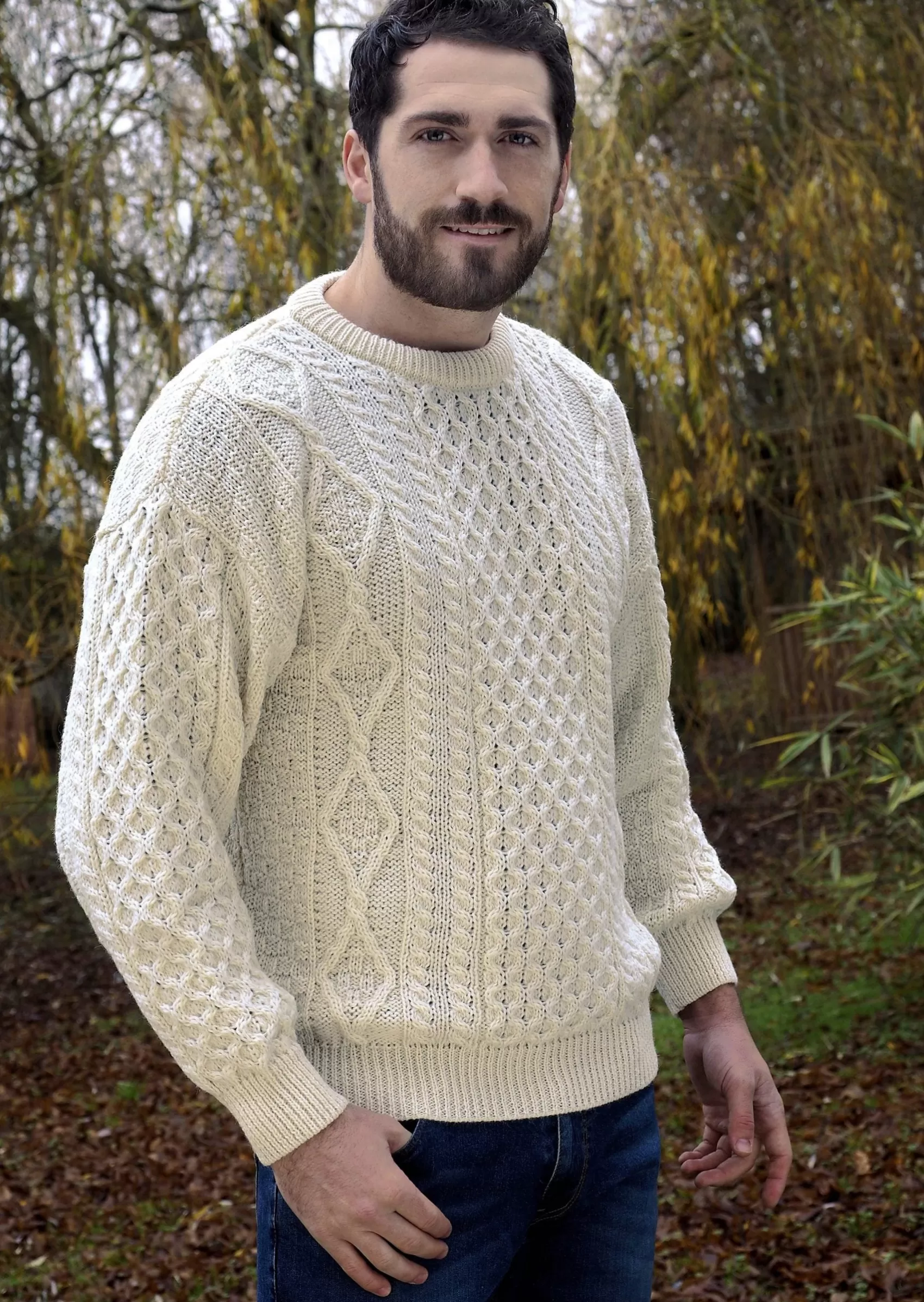 Aran Sweaters^Aran Crafts Inis Mor Aran Sweater | Natural