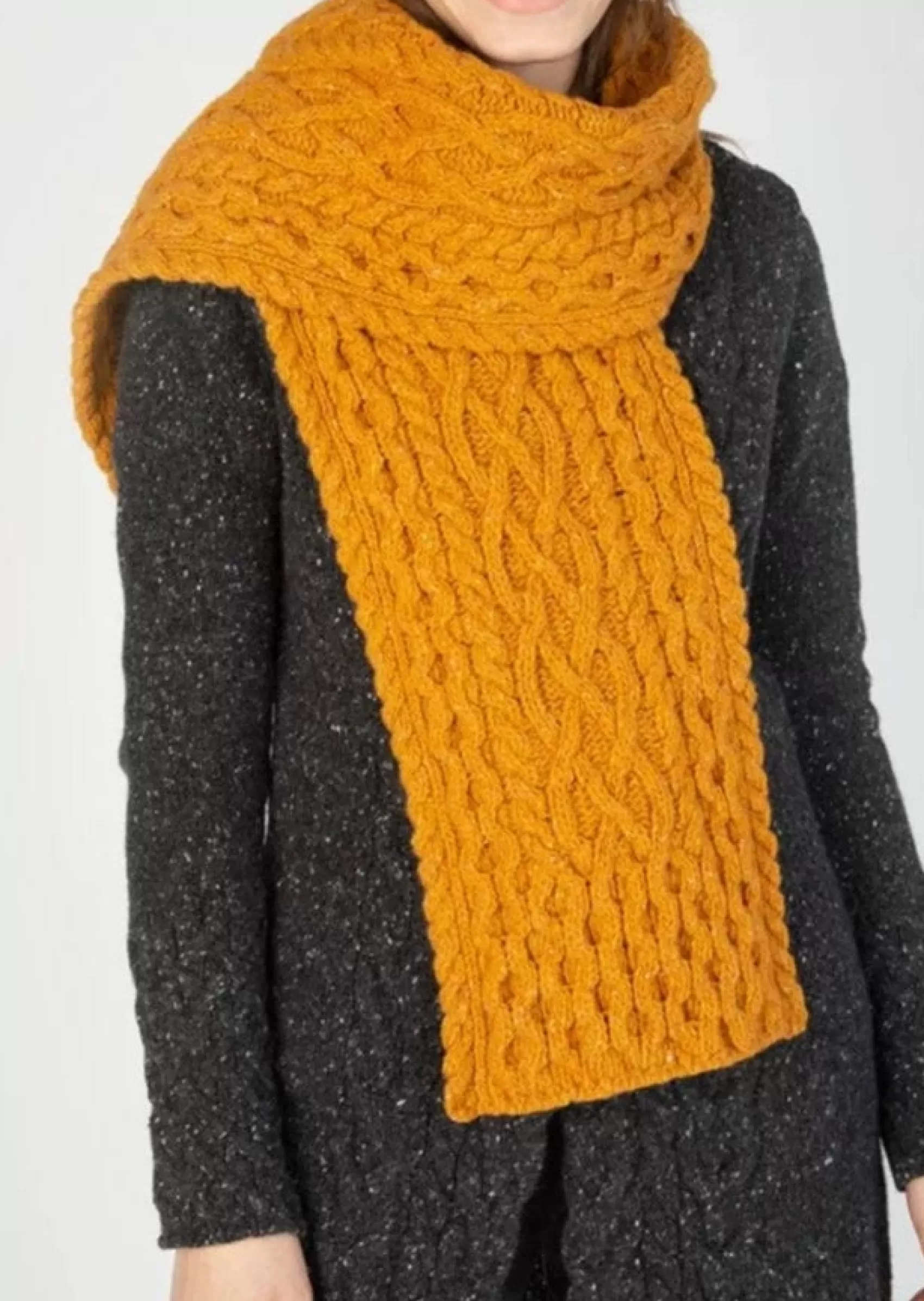 Scarves^Irelands Eye Knitwear IrelandsEye Aran Luxe Scarf | Mustard