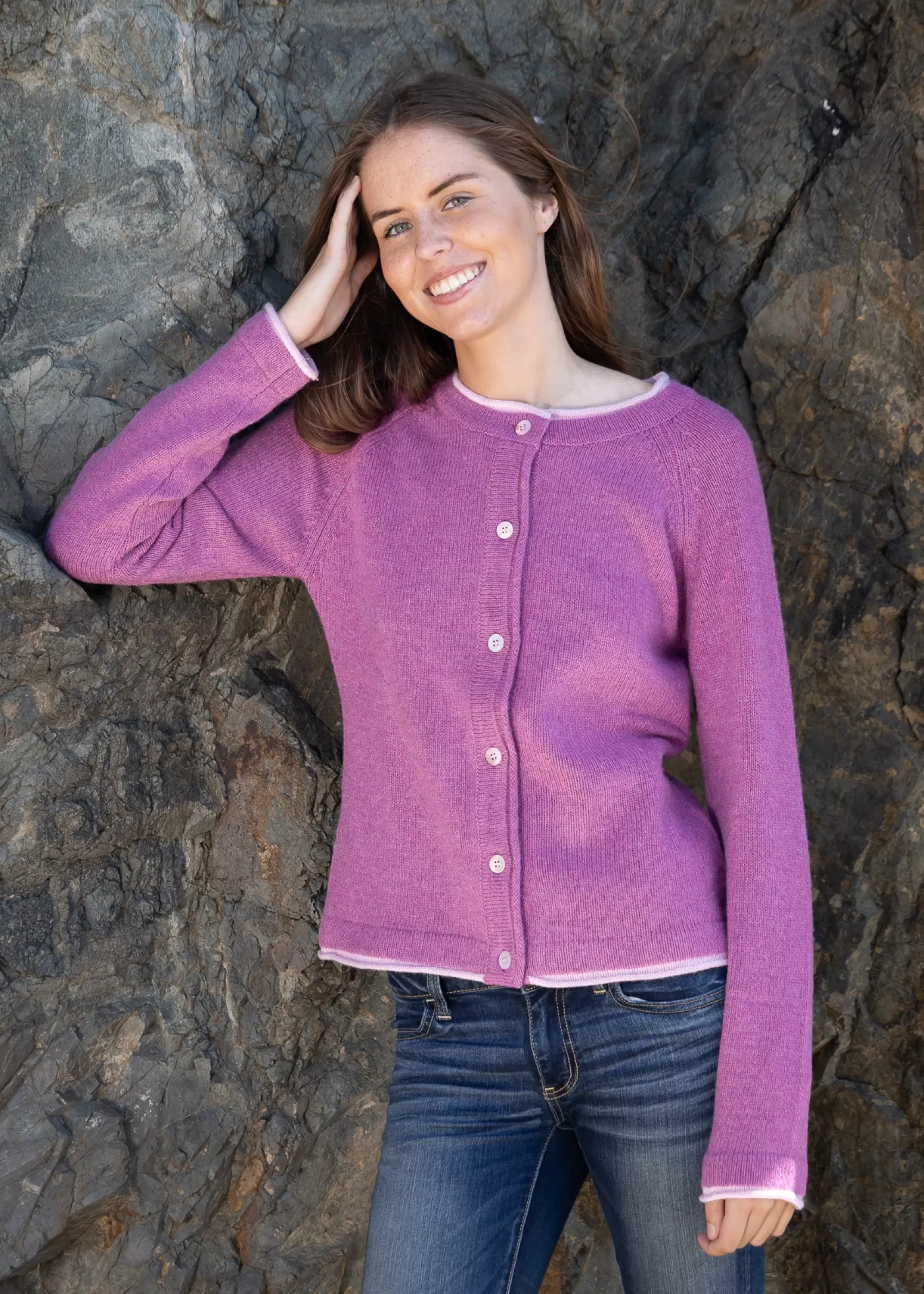 Aran Cardigans^Irelands Eye Knitwear IrelandsEye Killiney Cardigan - Boysen Berry