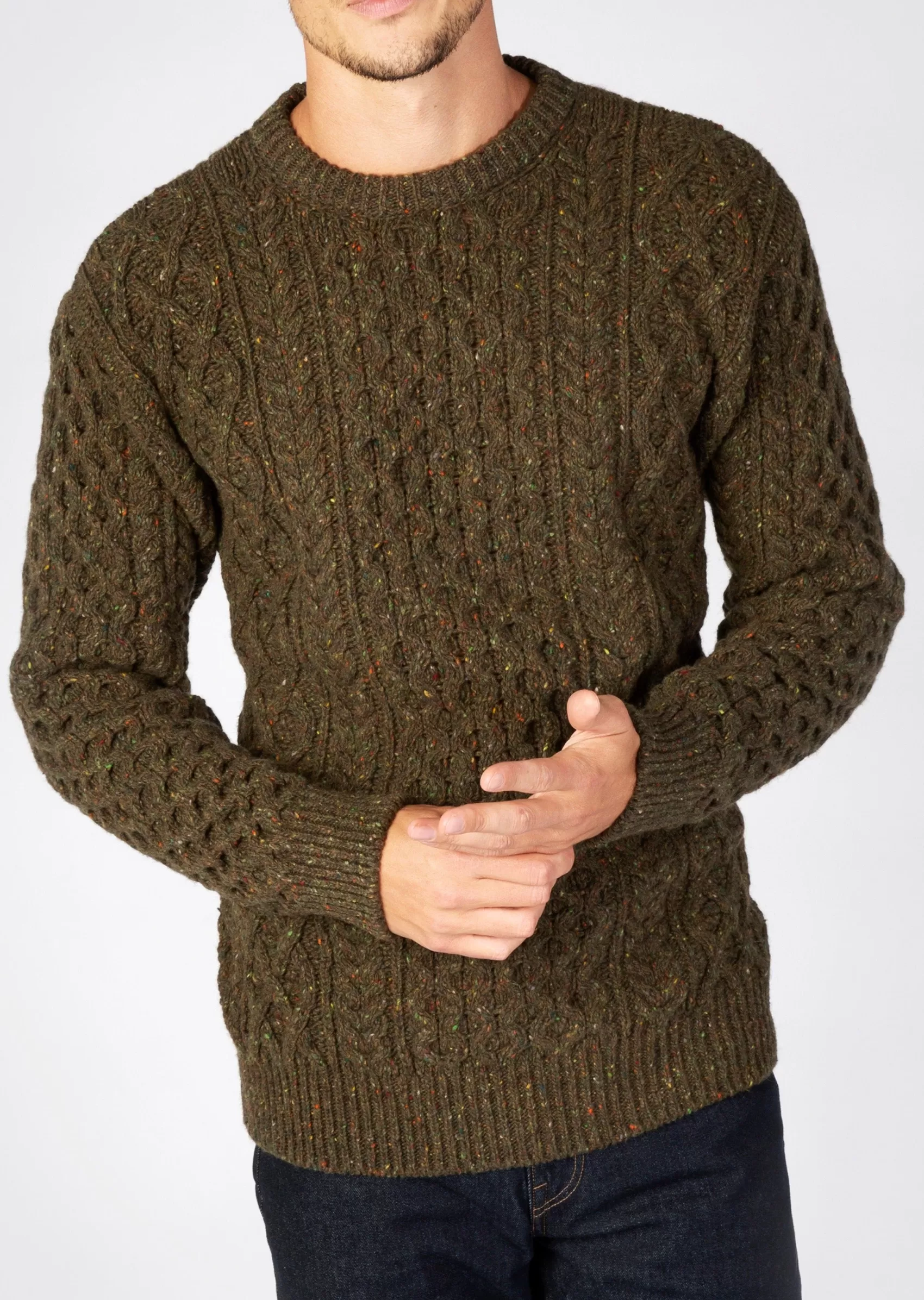 Aran Sweaters^Irelands Eye Knitwear IrelandsEye Men's Cashmere Aran Sweater | Green