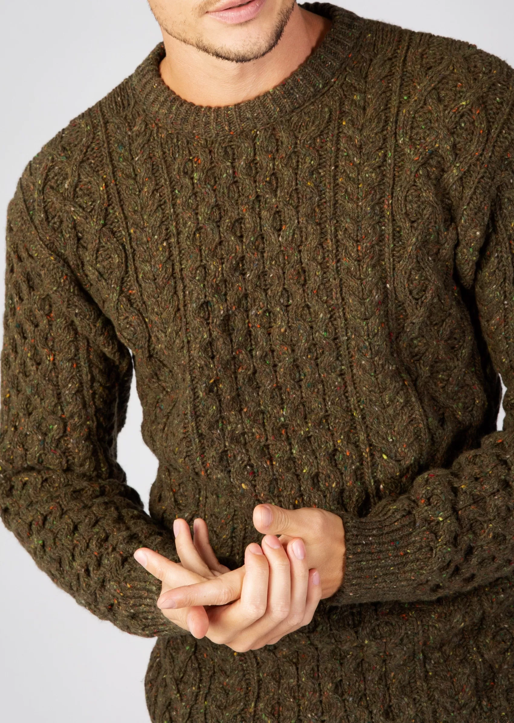 Aran Sweaters^Irelands Eye Knitwear IrelandsEye Men's Cashmere Aran Sweater | Green