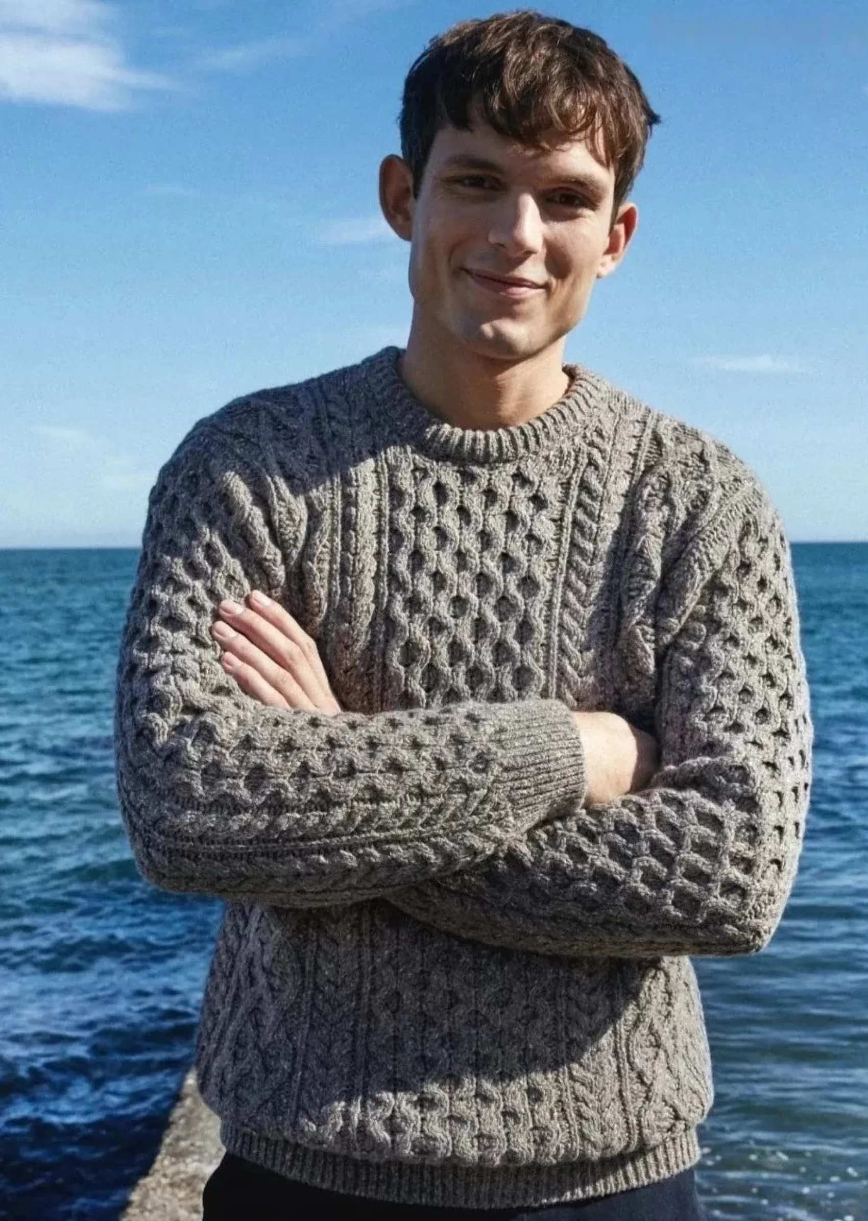 Aran Sweaters^Irelands Eye Knitwear IrelandsEye Men's Cashmere Aran Sweater | Rocky Ground