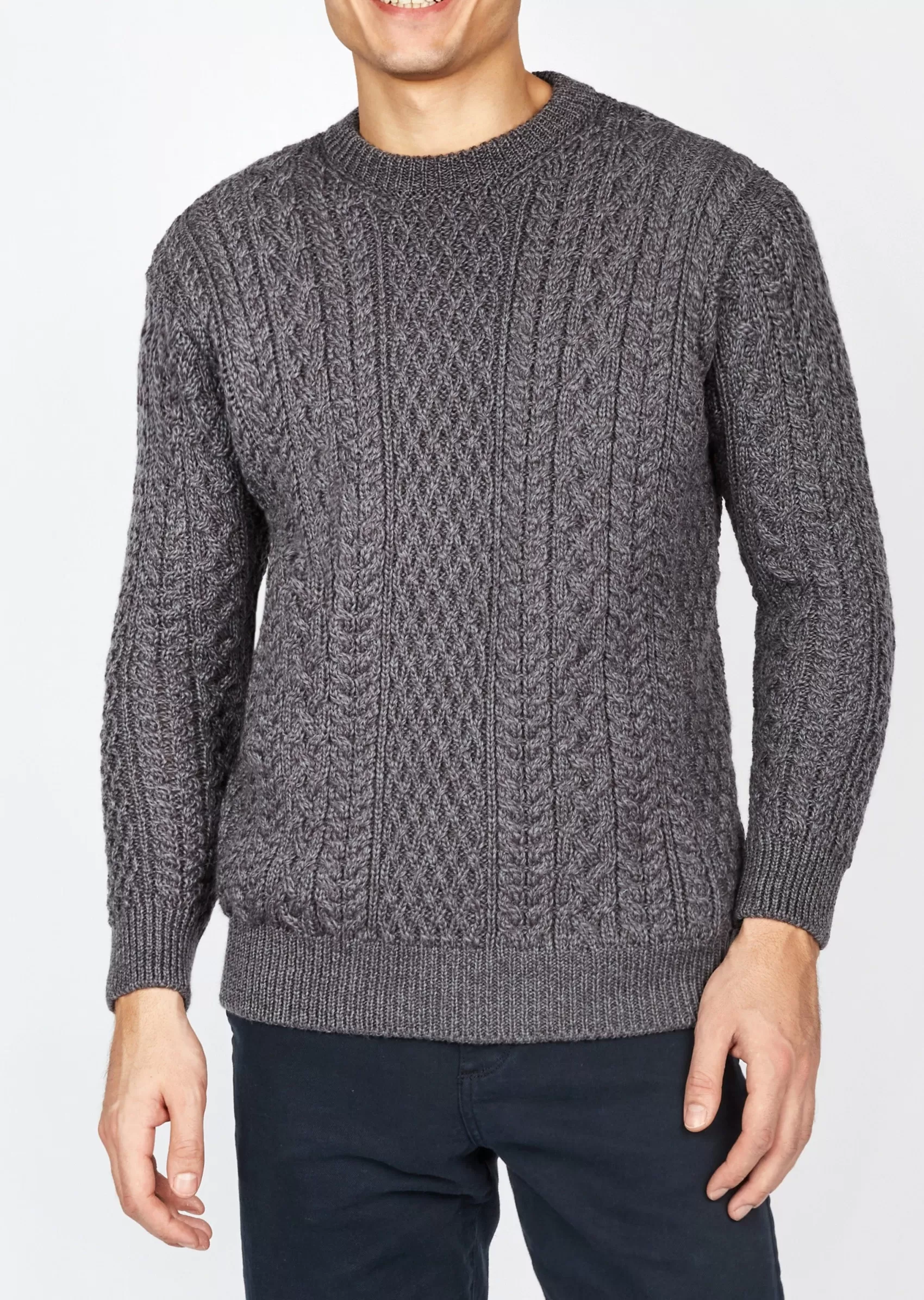 Aran Sweaters^Irelands Eye Knitwear IrelandsEye Men's Cuileann Aran Sweater | Steel Marl