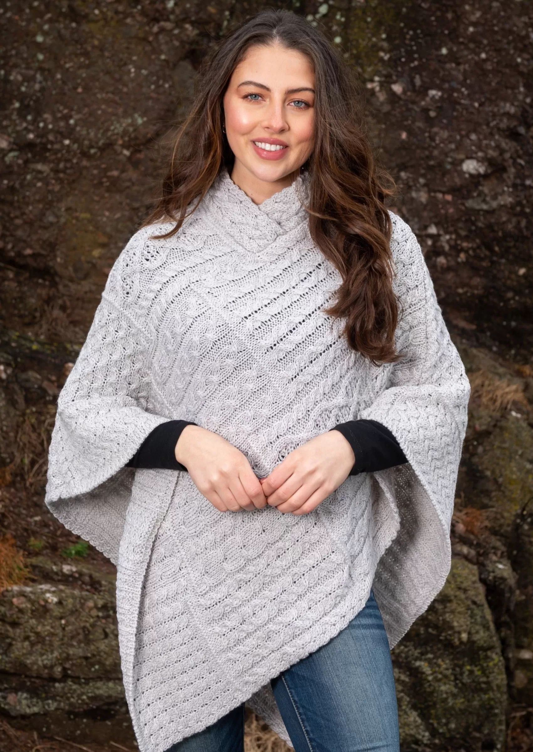 Ponchos / Capes / Shawls^Irelands Eye Knitwear IrelandsEye Poncho | Silver Marl