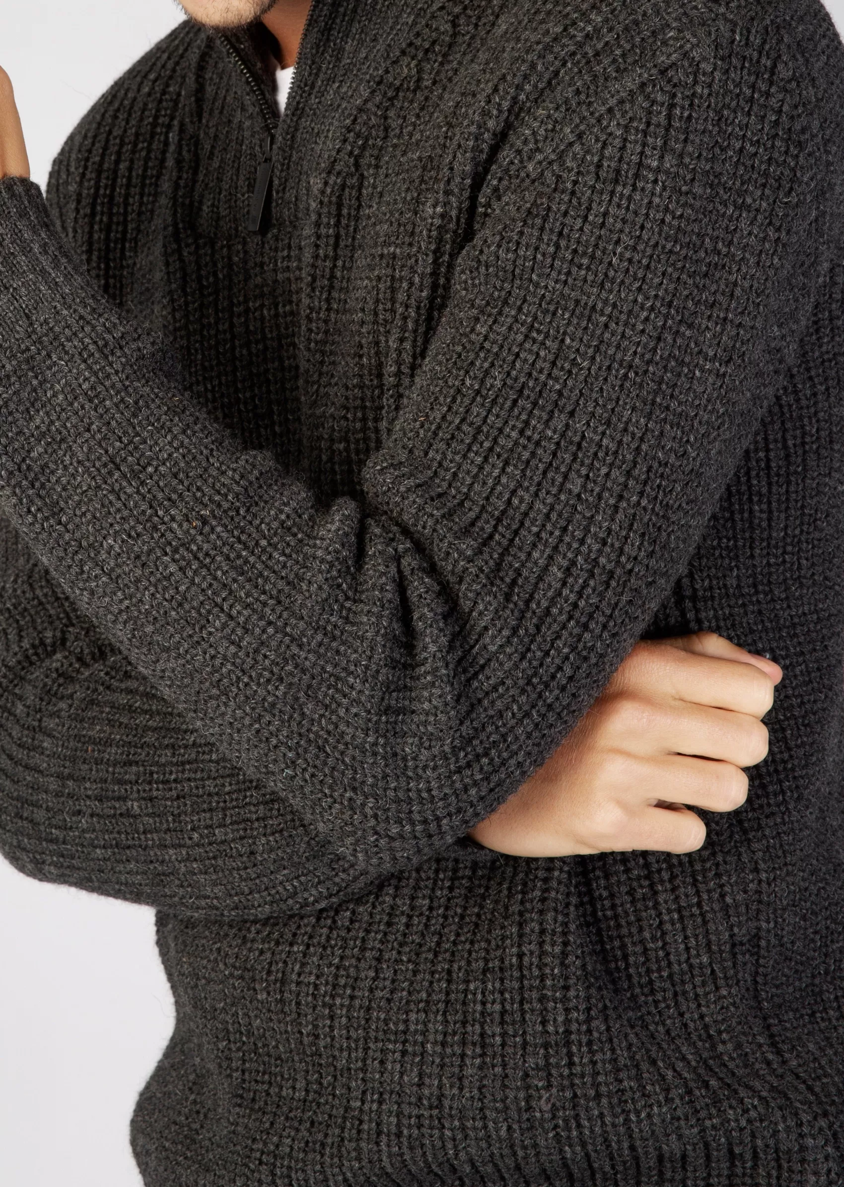 Aran Sweaters^Irelands Eye Knitwear IrelandsEye Ribbed Zip Neck Sweater | Graphite