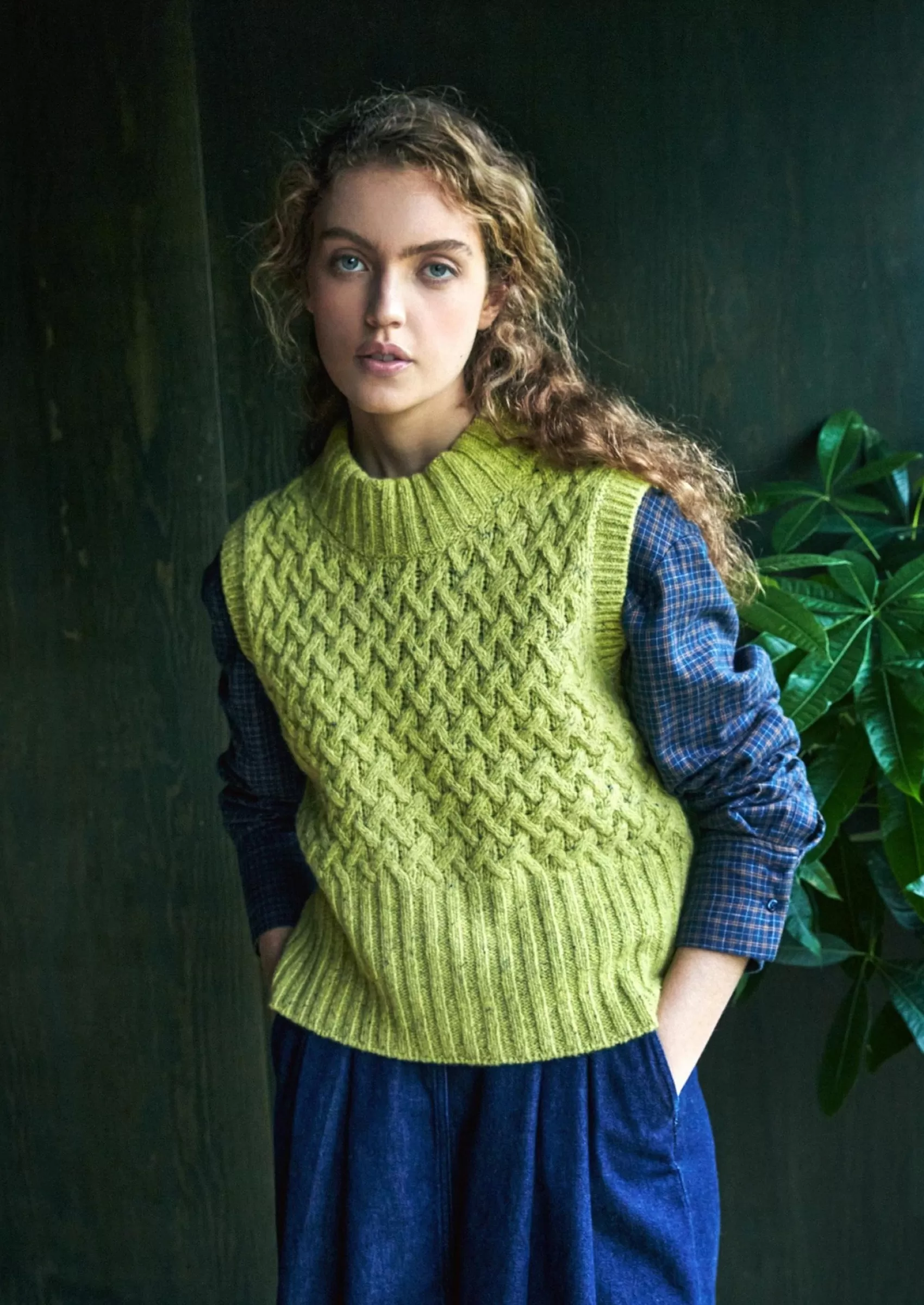 Aran Sweaters^Irelands Eye Knitwear IrelandsEye Trellis Cropped Vest | Chartreuse