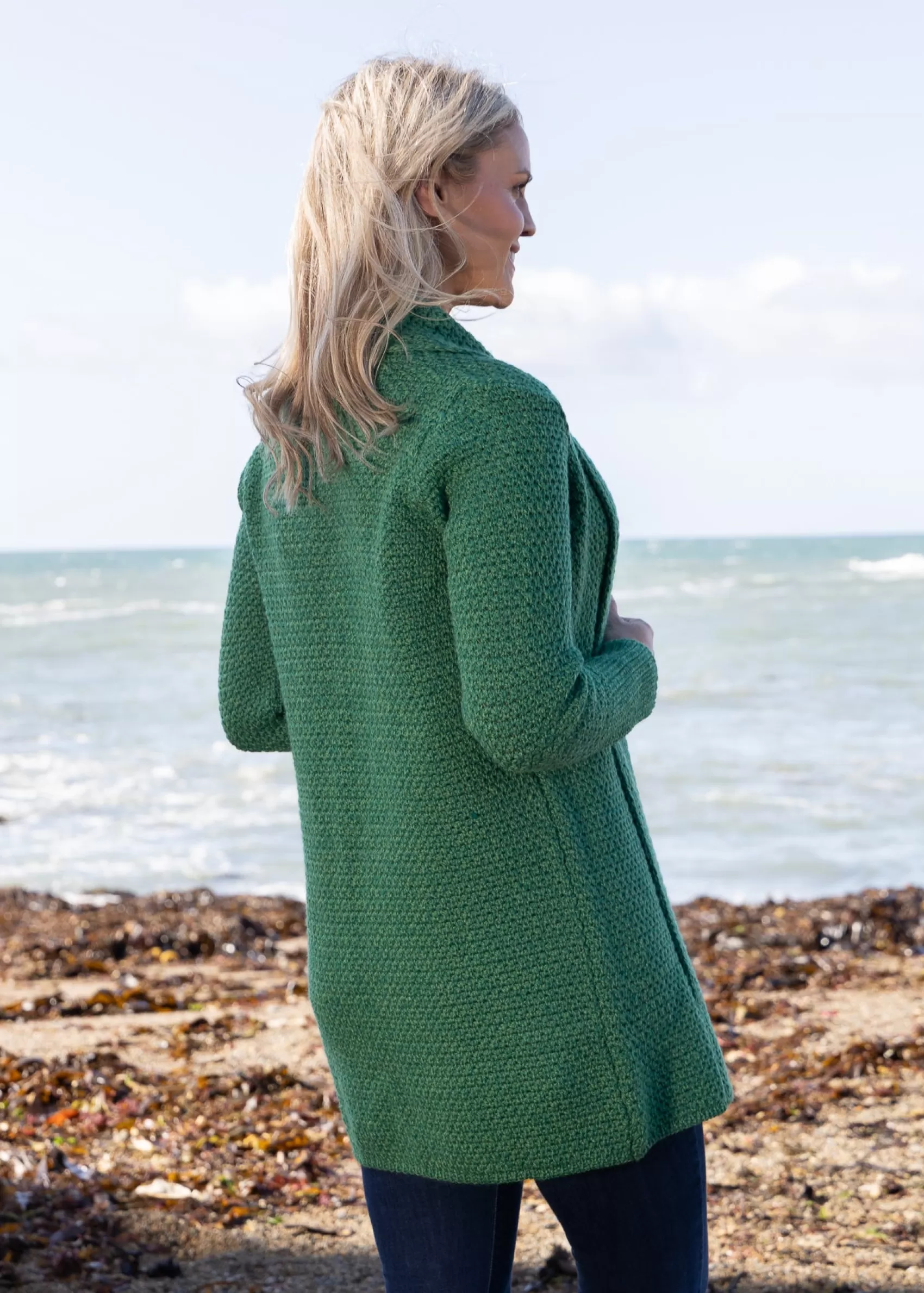 Aran Cardigans^Irelands Eye Knitwear IrelandsEye Women's Kilcoole Coatigan | Green Marl