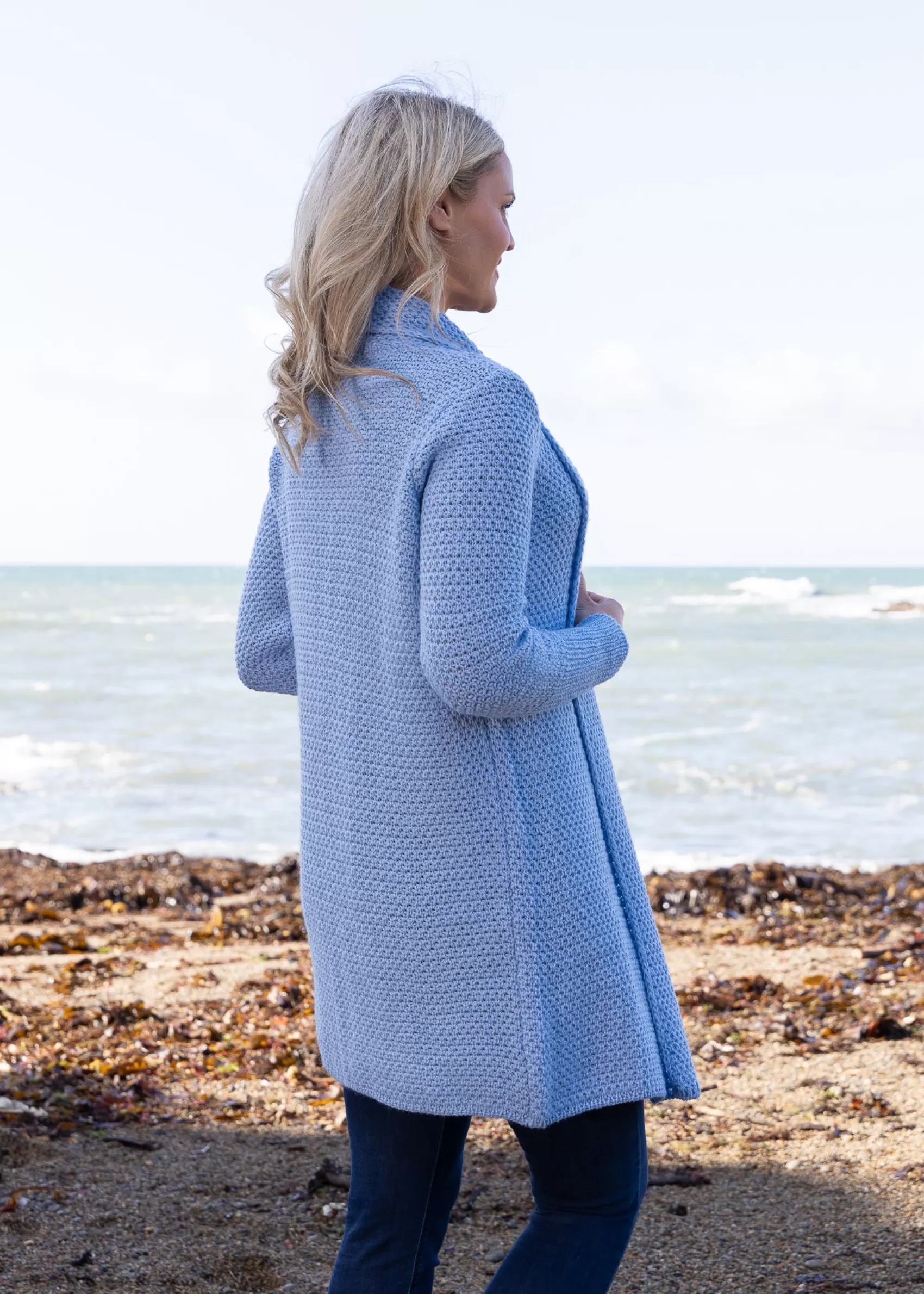 Aran Cardigans^Irelands Eye Knitwear IrelandsEye Women's Kilcoole Coatigan | Morning Sky