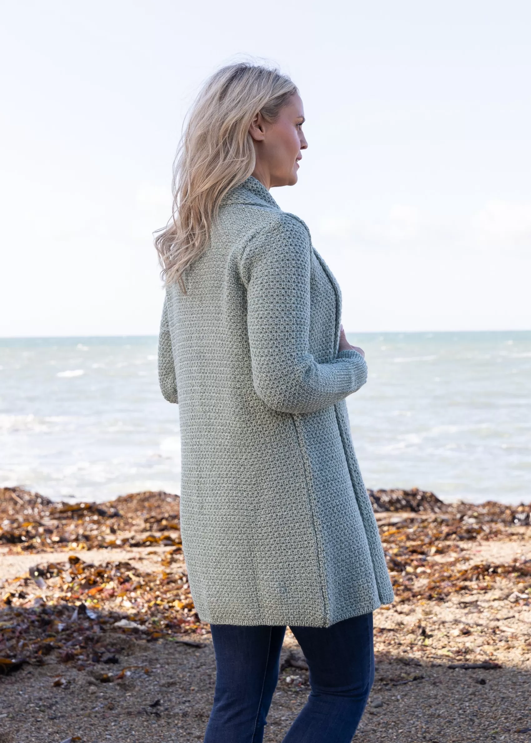 Aran Cardigans^Irelands Eye Knitwear IrelandsEye Women's Kilcoole Coatigan | Sage Marl