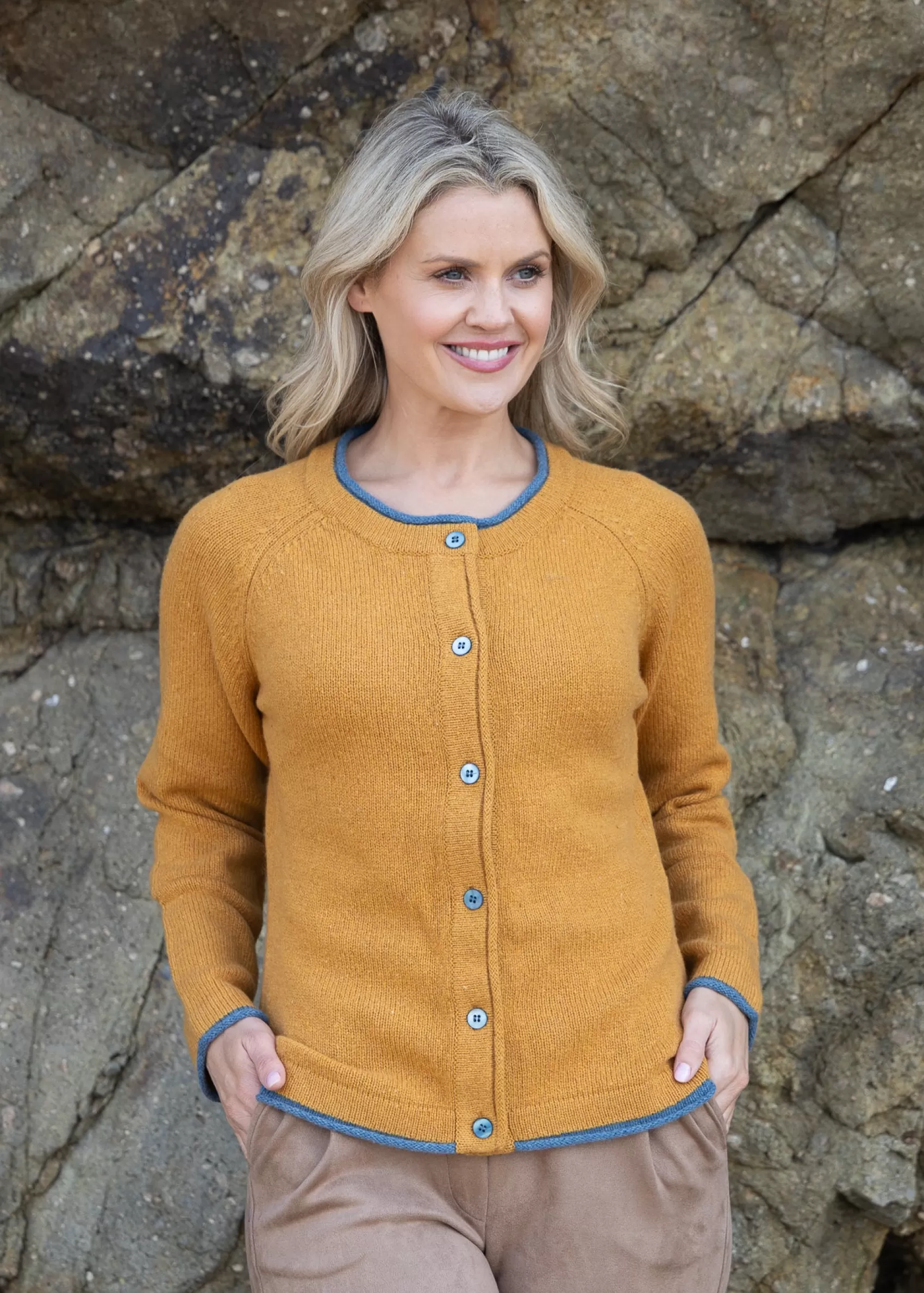 Aran Cardigans^Irelands Eye Knitwear IrelandsEye Women's Killiney Cardigan | Ochre