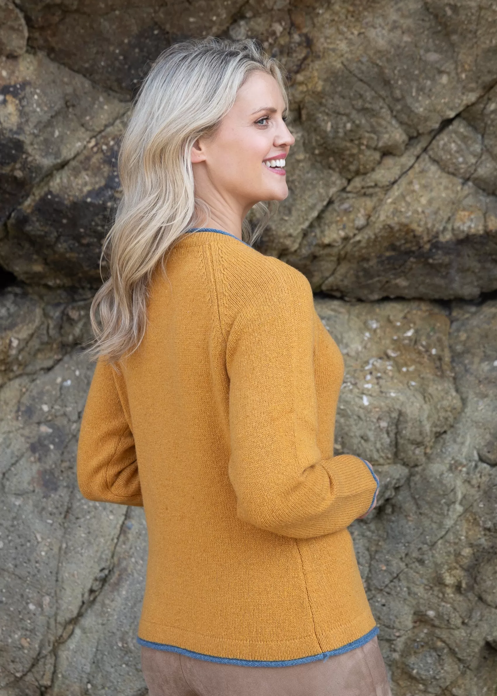 Aran Cardigans^Irelands Eye Knitwear IrelandsEye Women's Killiney Cardigan | Ochre