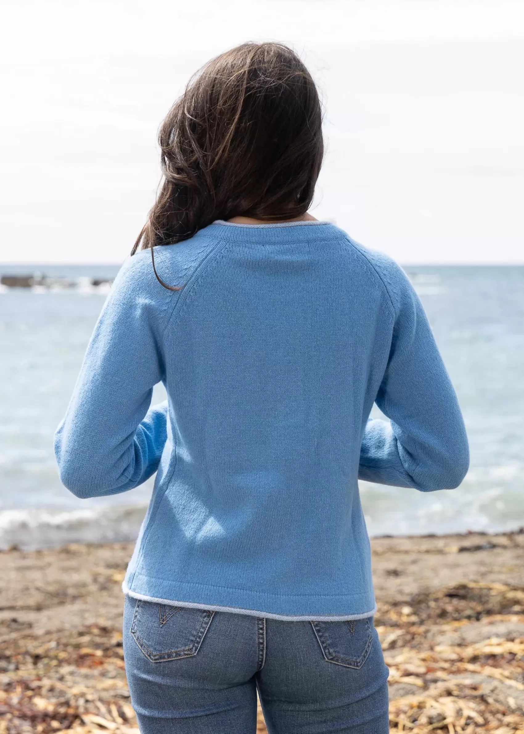 Aran Cardigans^Irelands Eye Knitwear IrelandsEye Women's Killiney Cardigan | Pale Blue