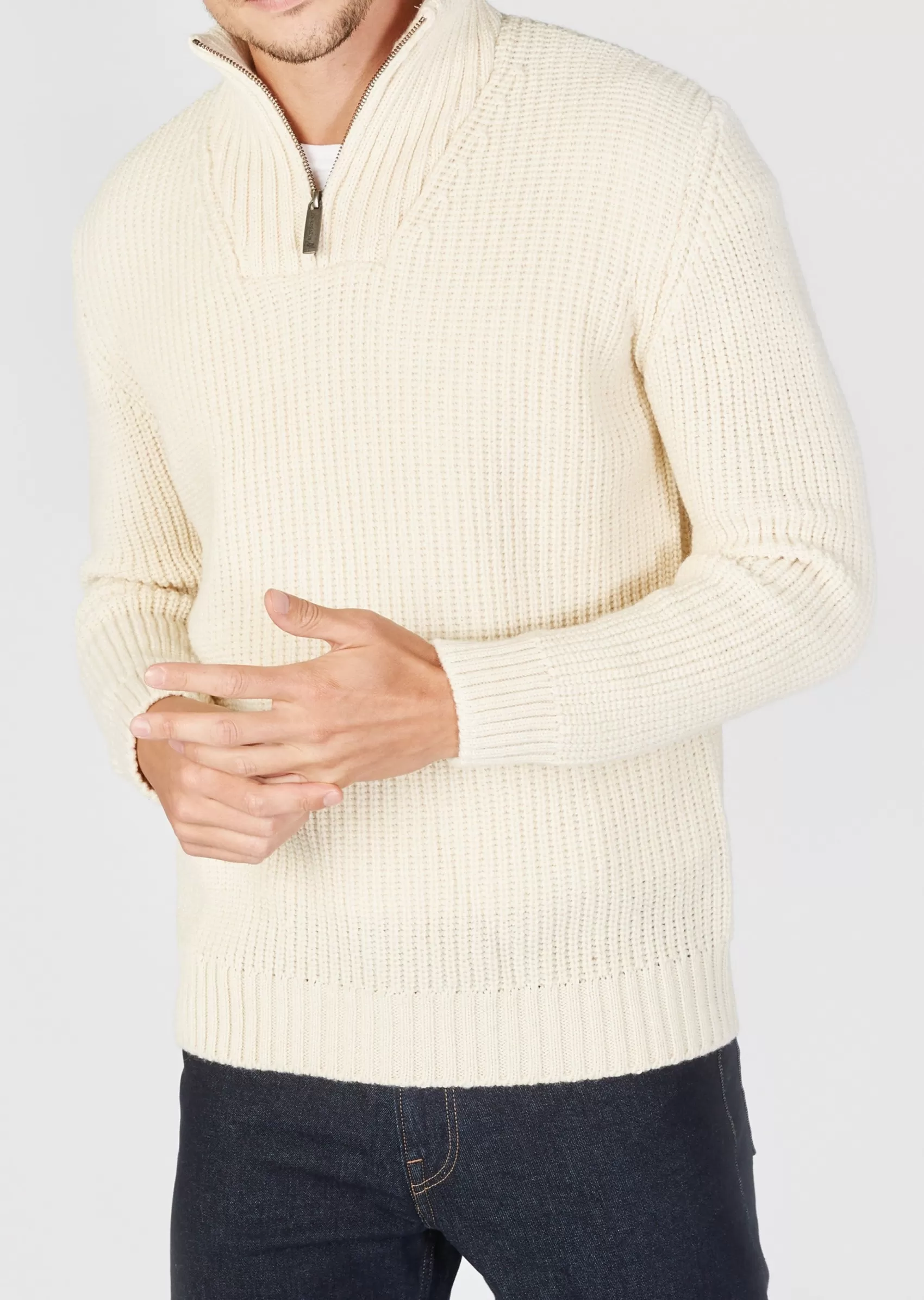 Aran Sweaters^Irelands Eye Knitwear IrelandsEye Women's Ribbed Zip Neck Sweater | Natural