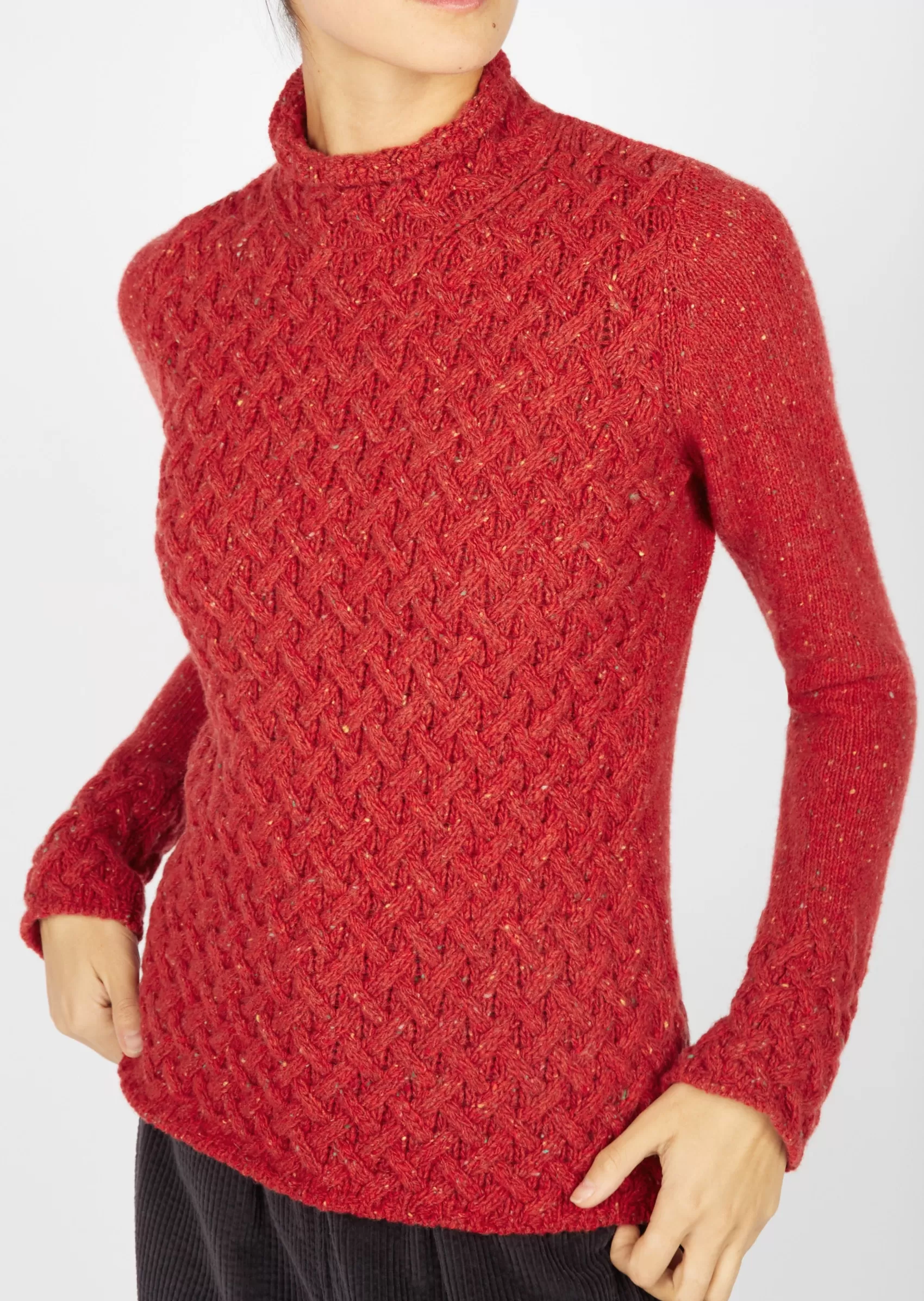 Aran Sweaters^Irelands Eye Knitwear IrelandsEye Women's Trellis Aran Sweater | Chilli