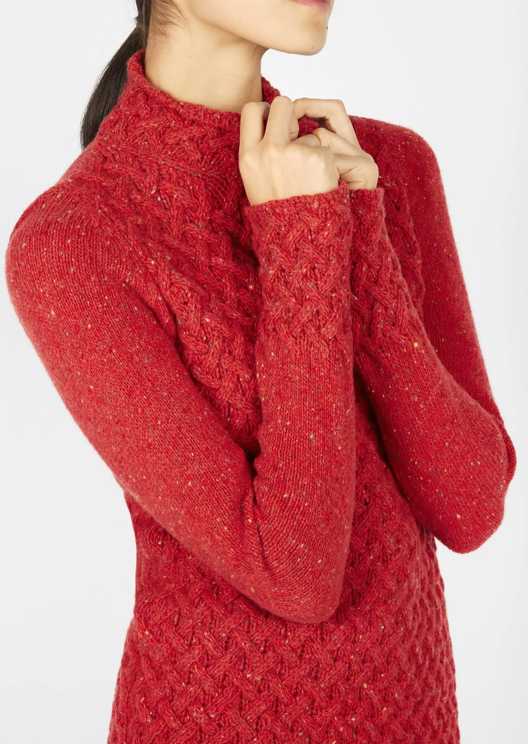 Aran Sweaters^Irelands Eye Knitwear IrelandsEye Women's Trellis Aran Sweater | Chilli