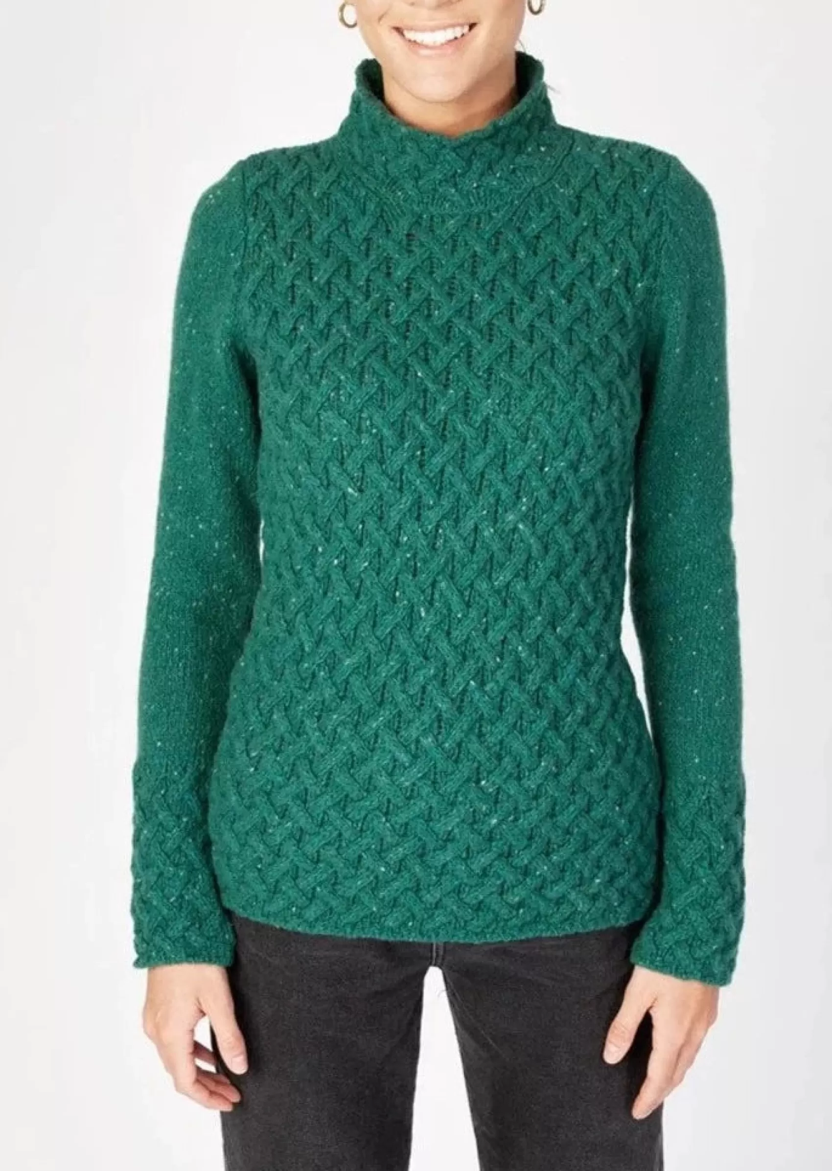 Aran Sweaters^Irelands Eye Knitwear IrelandsEye Women's Trellis Aran Sweater | Green Garden