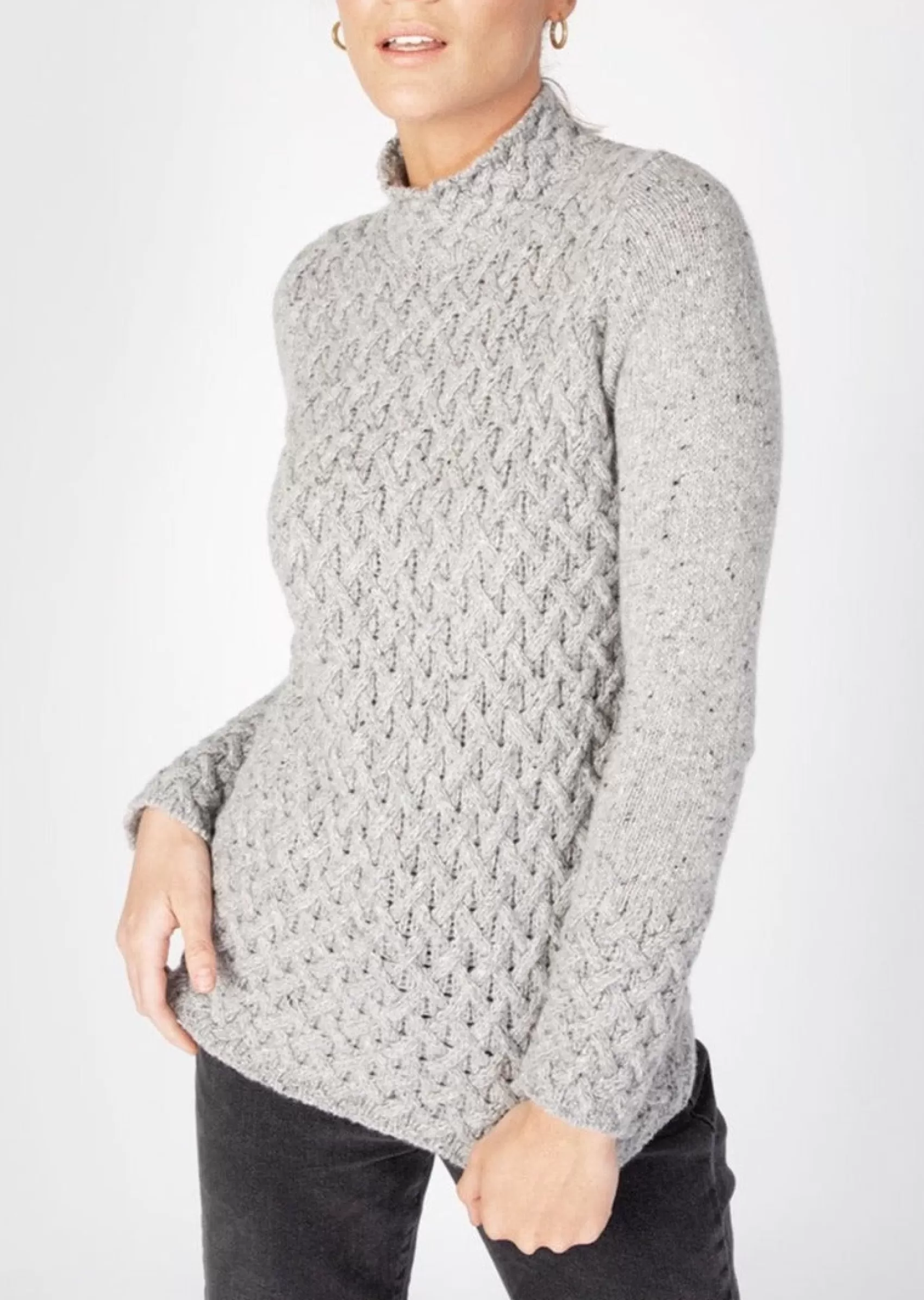 Aran Sweaters^Irelands Eye Knitwear IrelandsEye Women's Trellis Aran Sweater | Grey