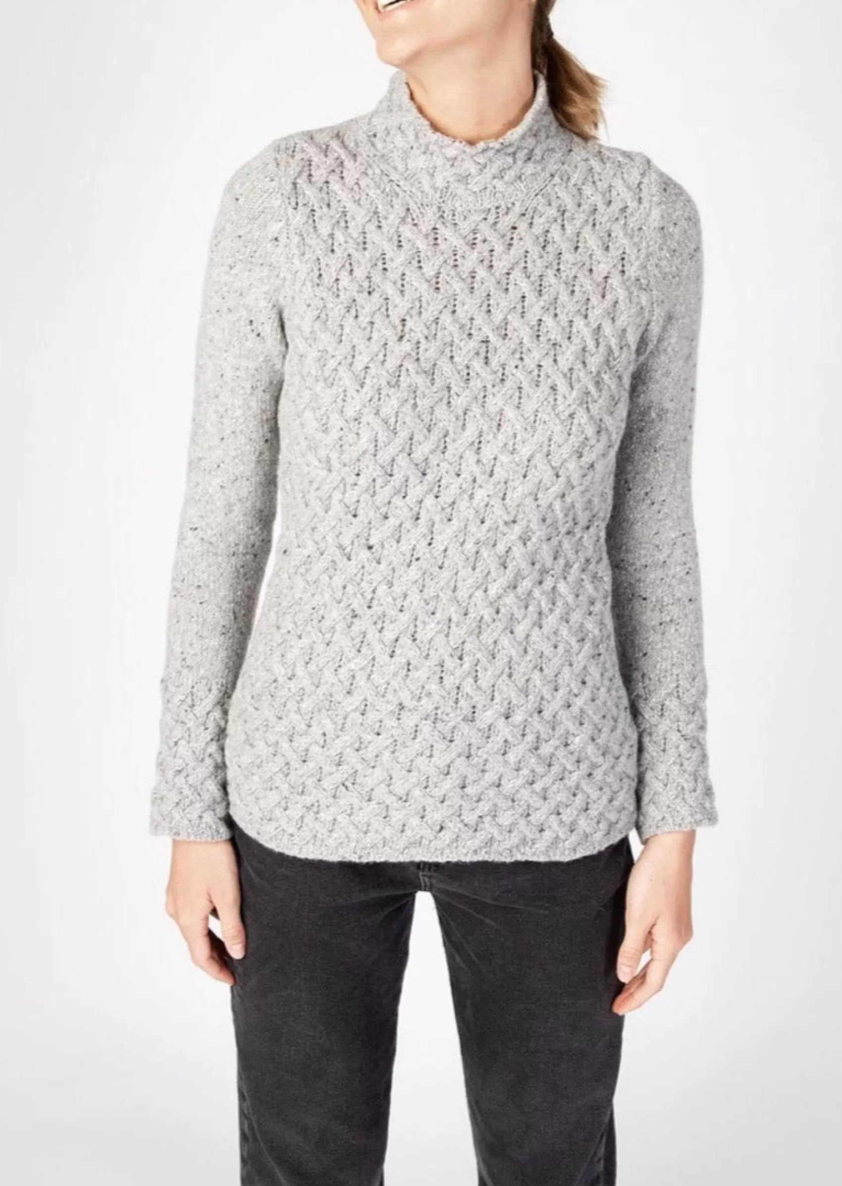 Aran Sweaters^Irelands Eye Knitwear IrelandsEye Women's Trellis Aran Sweater | Grey