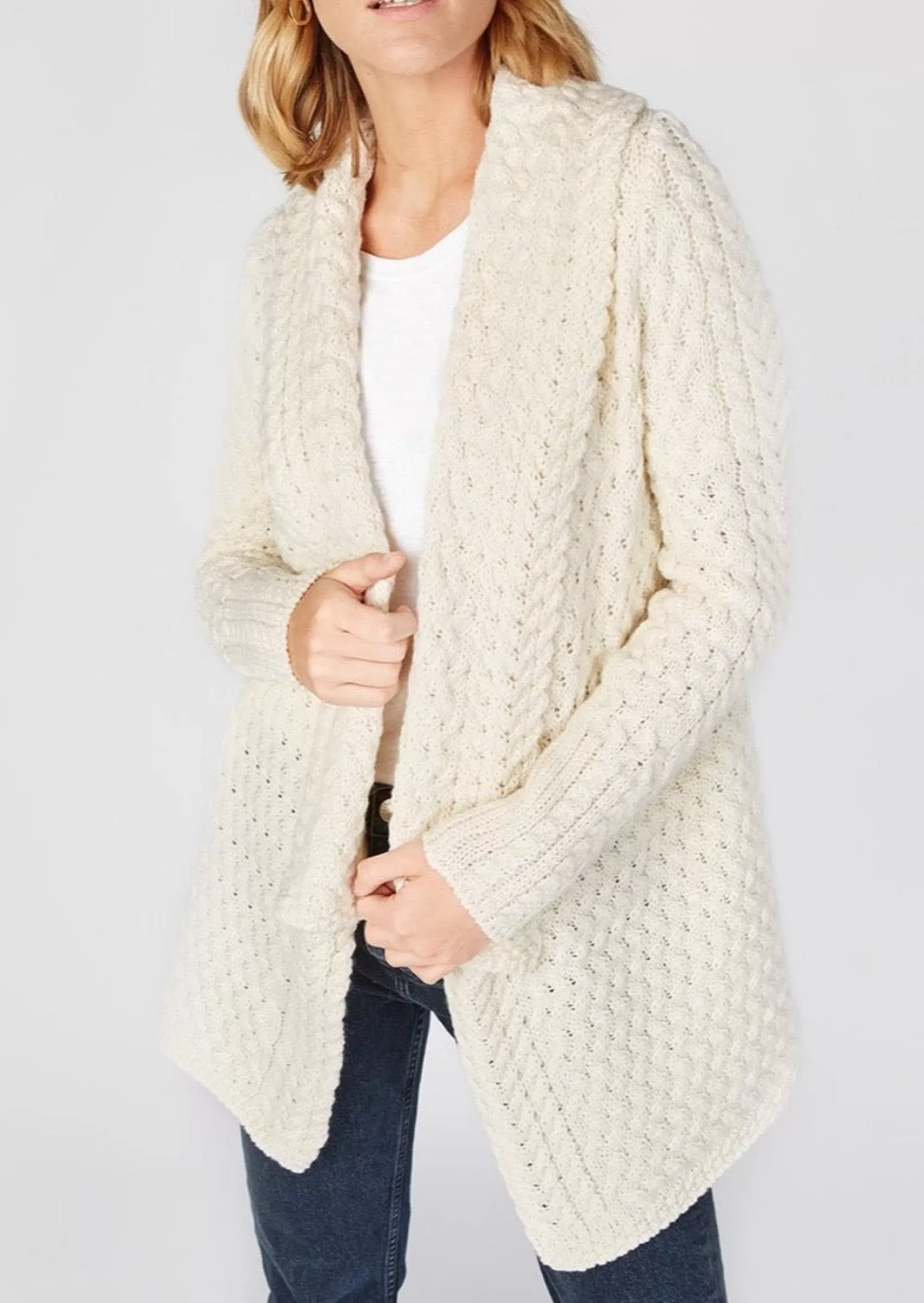 Aran Cardigans^Irelands Eye Knitwear IrelandsEye Women's Waterfall Aran Cardigan | Natural