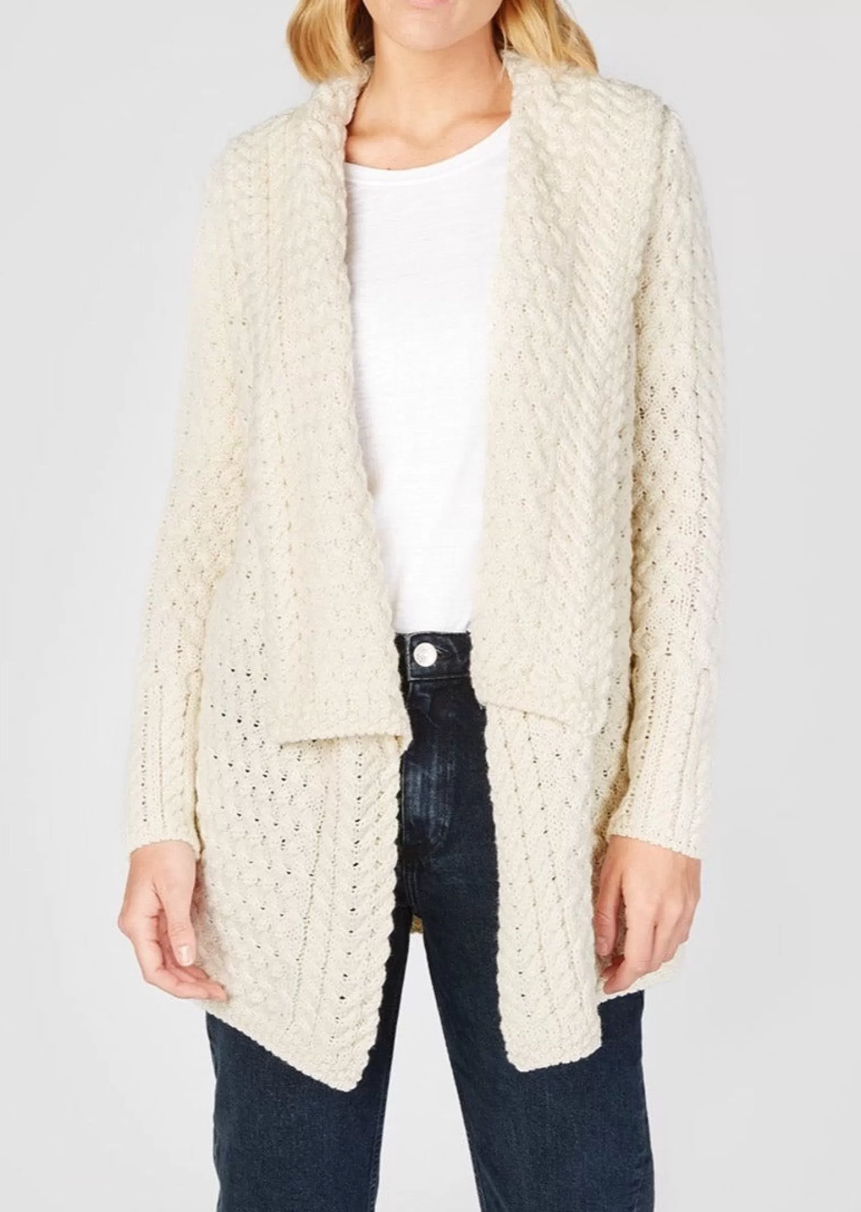 Aran Cardigans^Irelands Eye Knitwear IrelandsEye Women's Waterfall Aran Cardigan | Natural