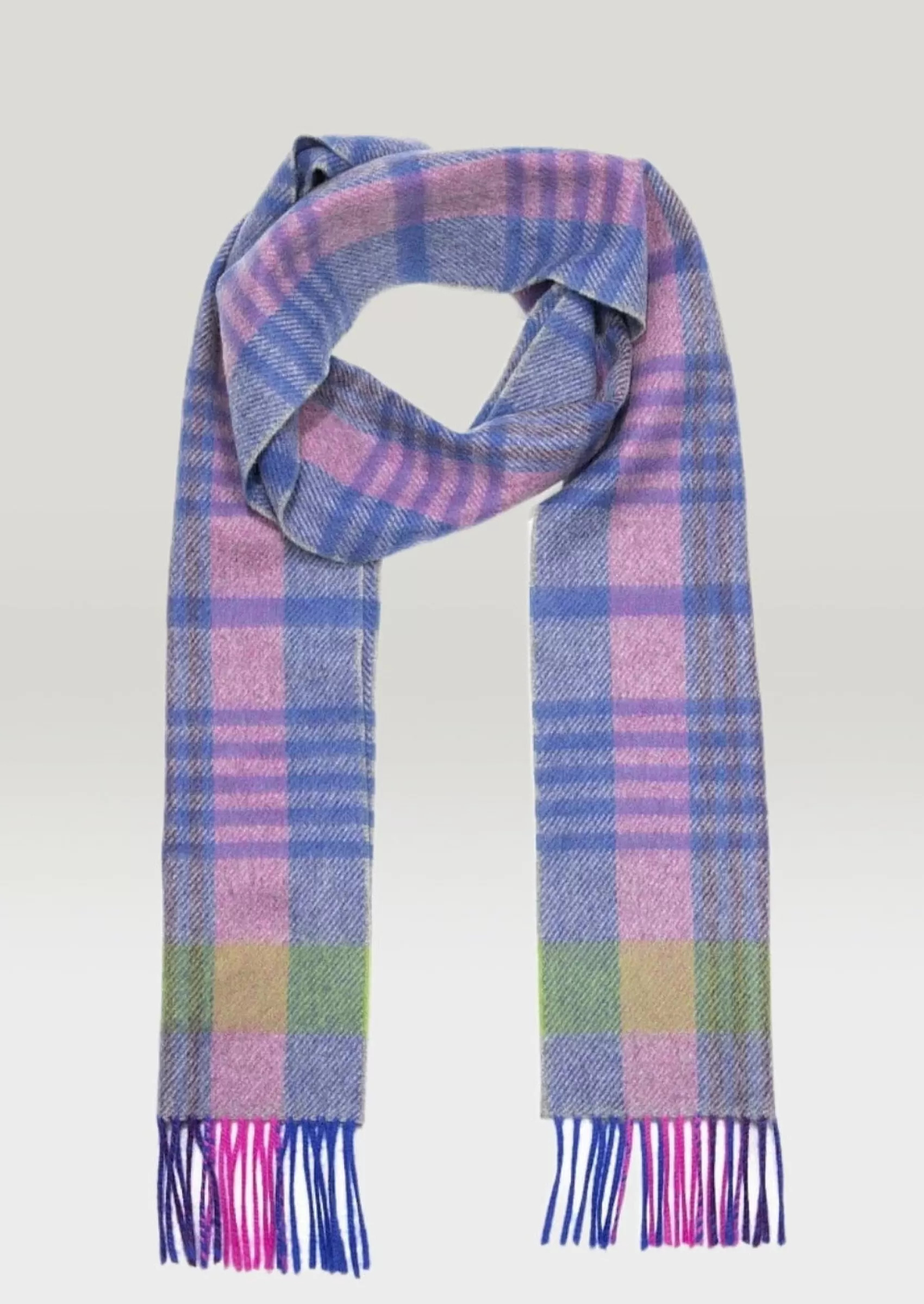 Scarves | Scarves^John Hanly Irish Cashmere Wool Scarf | Blue Pink Green Check