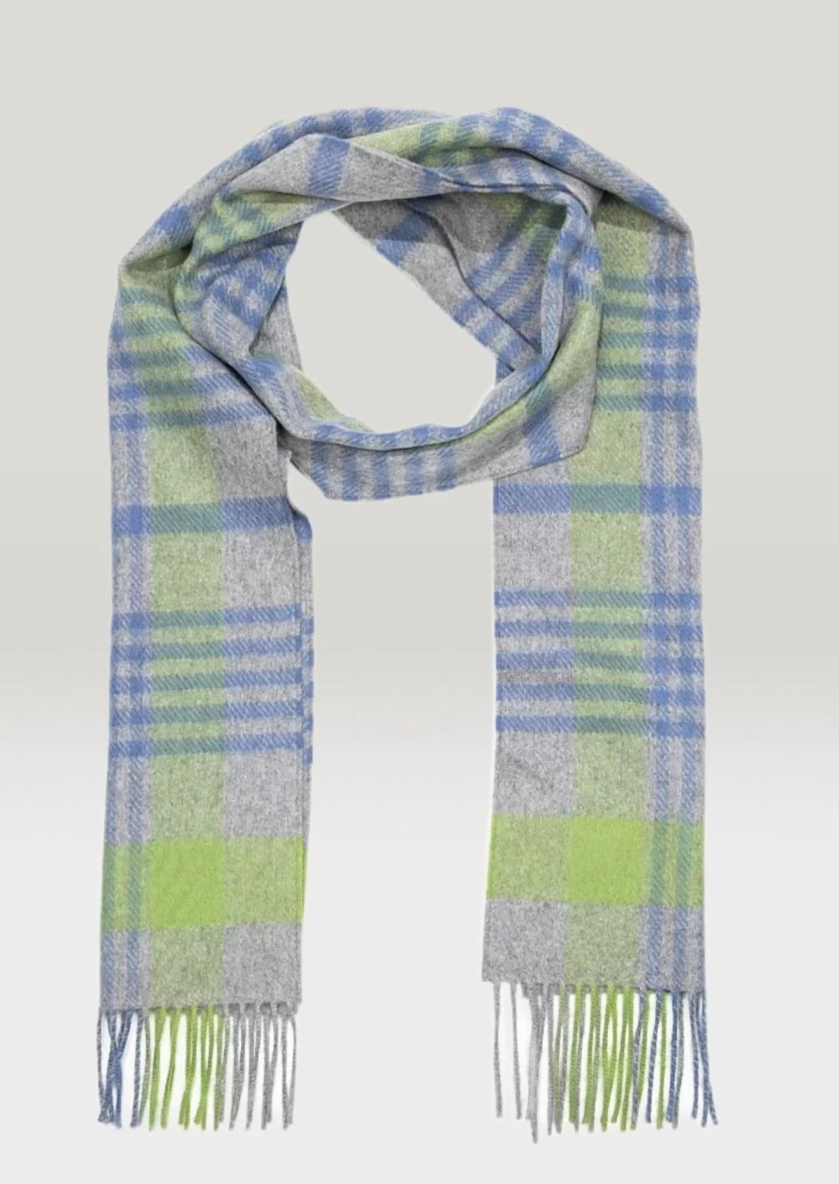 Scarves | Scarves^John Hanly Irish Cashmere Wool Scarf | Grey Green Blue Check