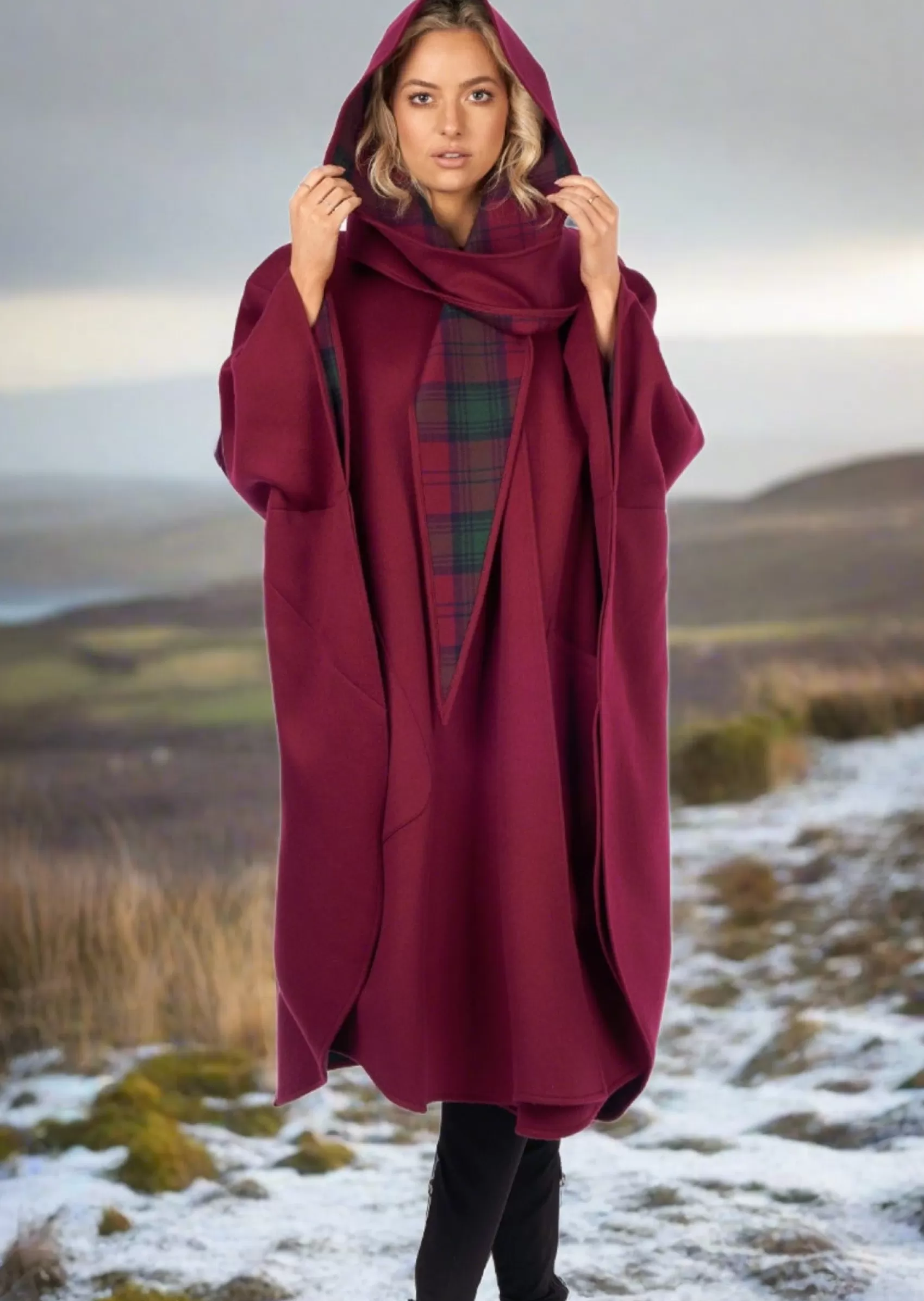 Ponchos / Capes / Shawls^Jimmy Hourihan Claret Wool Walking Cape (No Pockets)