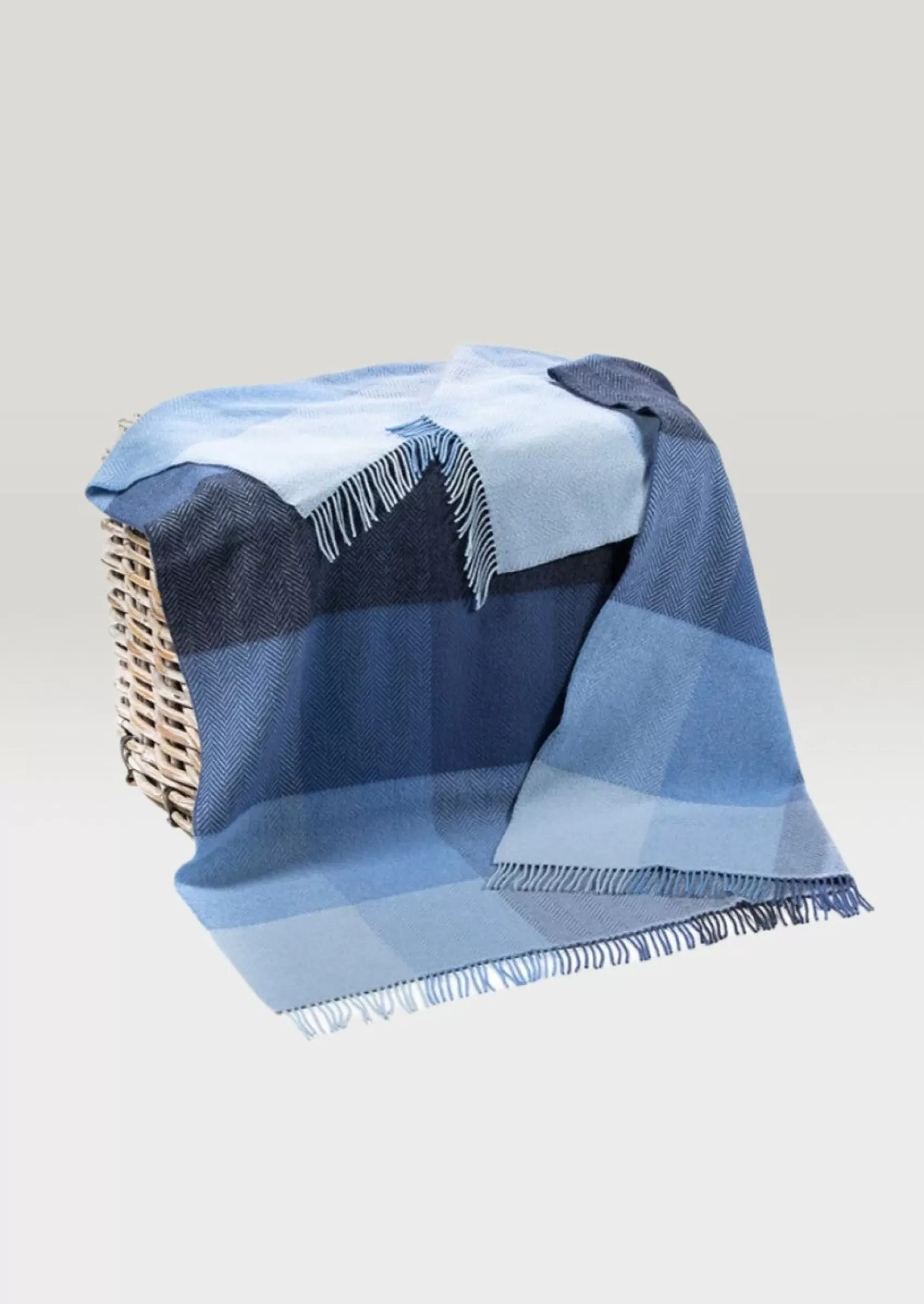 Blankets & Throws | Cashmere Merino Blankets^John Hanly Cashmere Merino Throw - Blue Mix Block