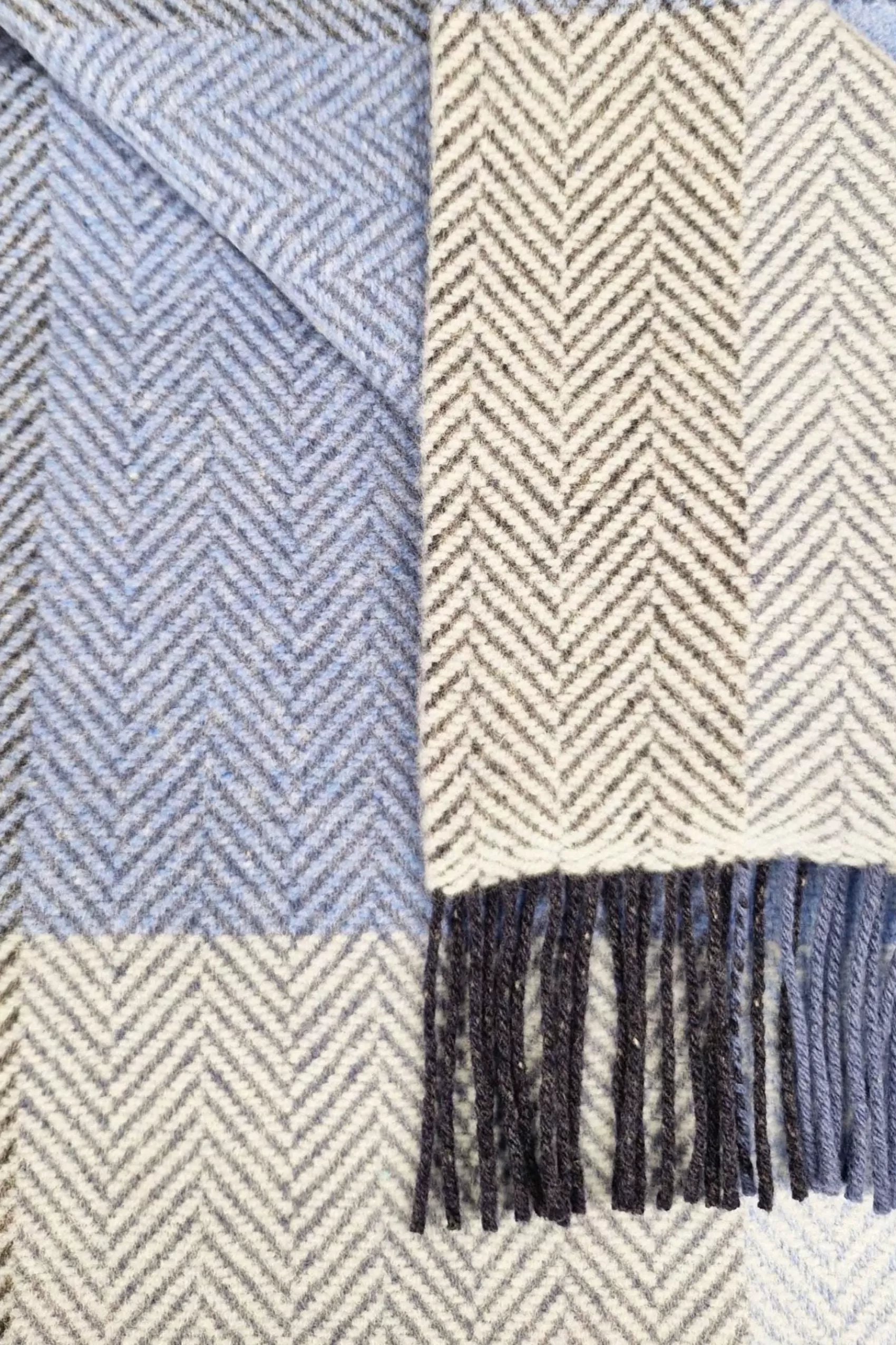 Blankets & Throws | Cashmere Merino Blankets^John Hanly Cashmere Merino Throw - Blue Mix Block