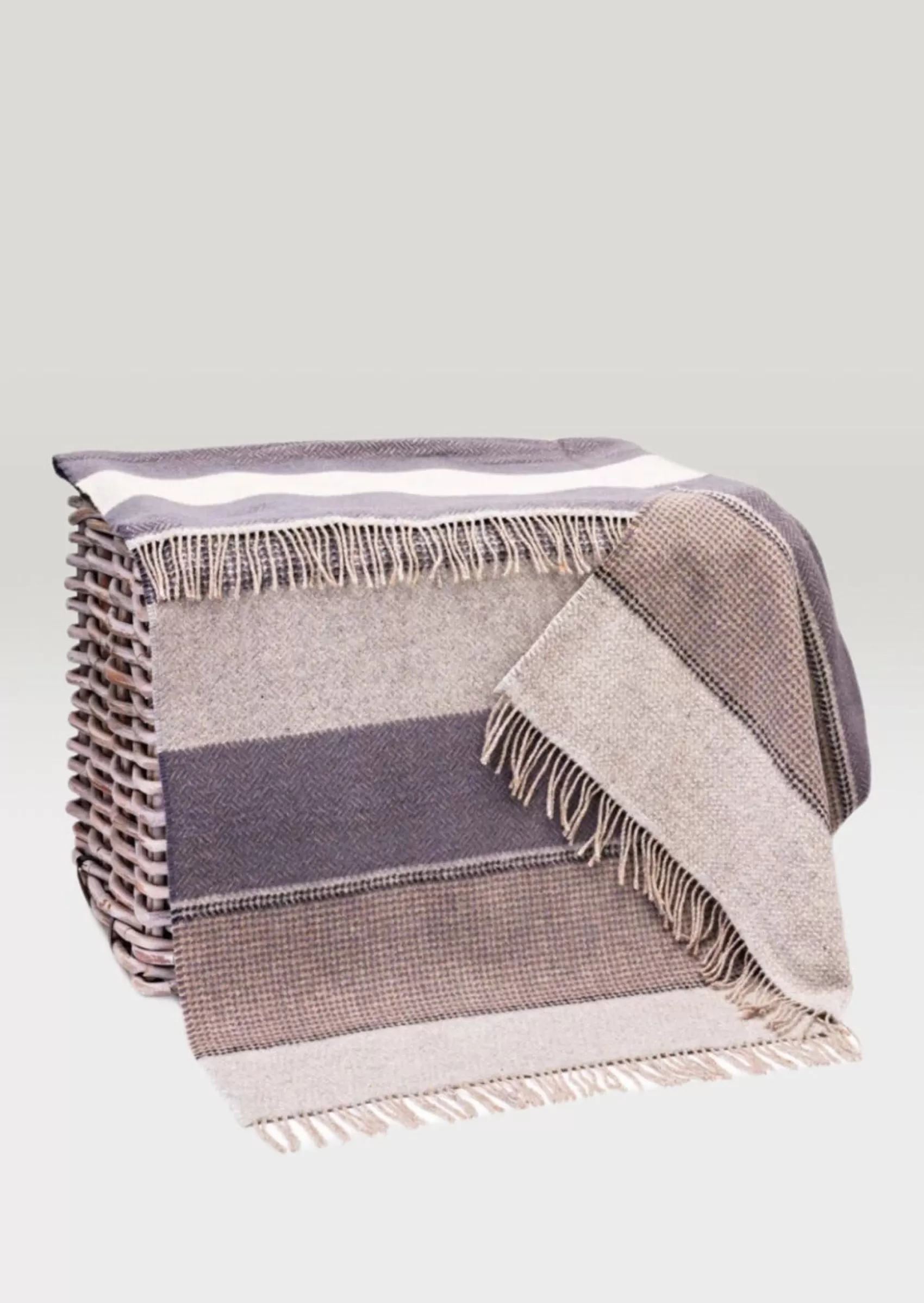 Blankets & Throws | Cashmere Merino Blankets^John Hanly Cashmere Merino Throw | Grey Stone Beige Stripe