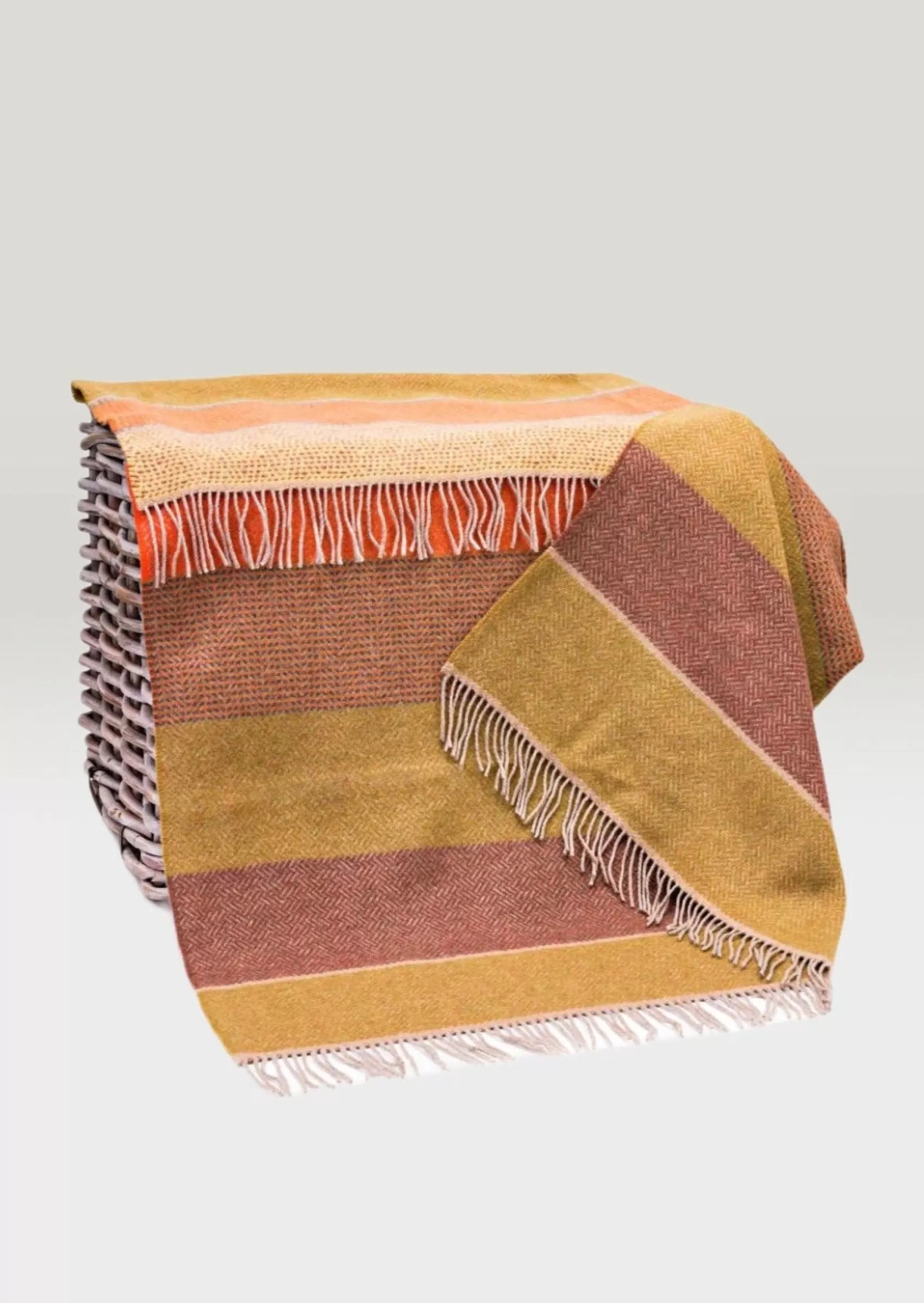 Blankets & Throws | Cashmere Merino Blankets^John Hanly Cashmere Merino Throw - Mustard Stripe