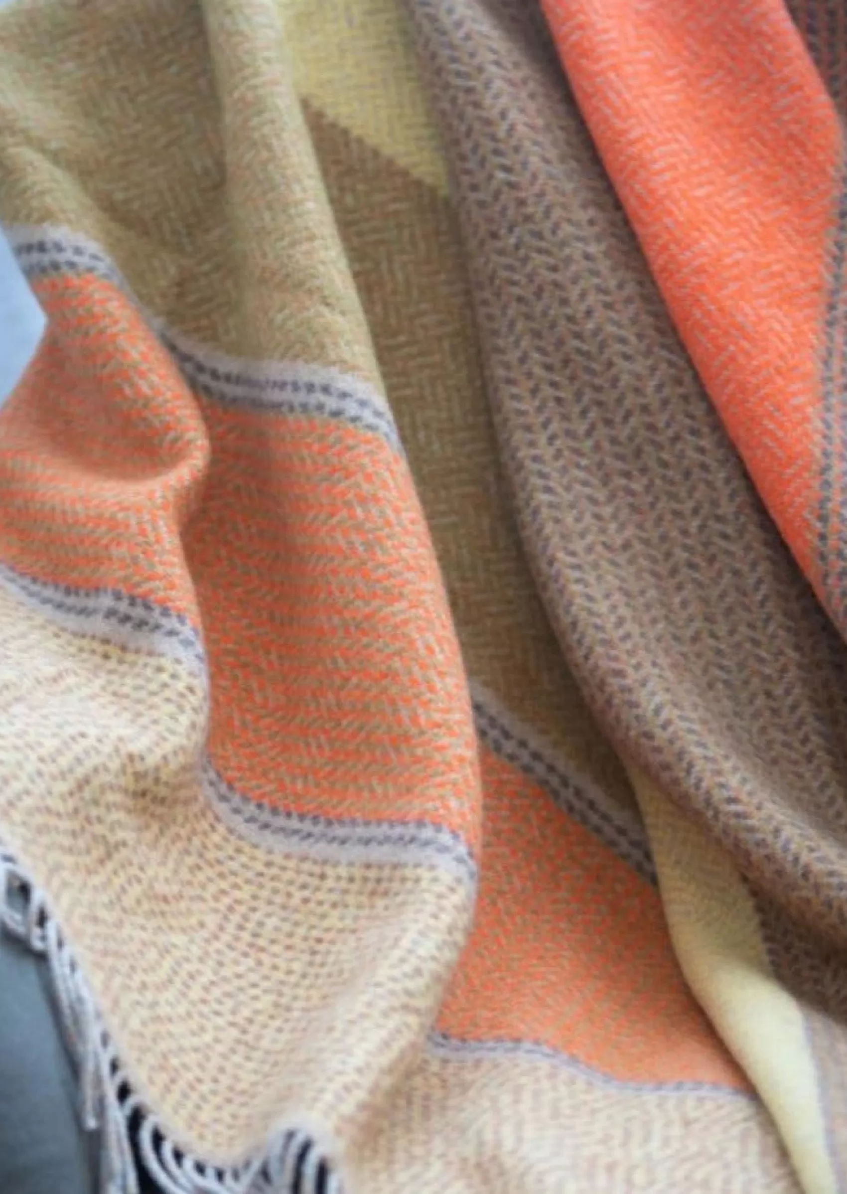 Blankets & Throws | Cashmere Merino Blankets^John Hanly Cashmere Merino Throw - Mustard Stripe