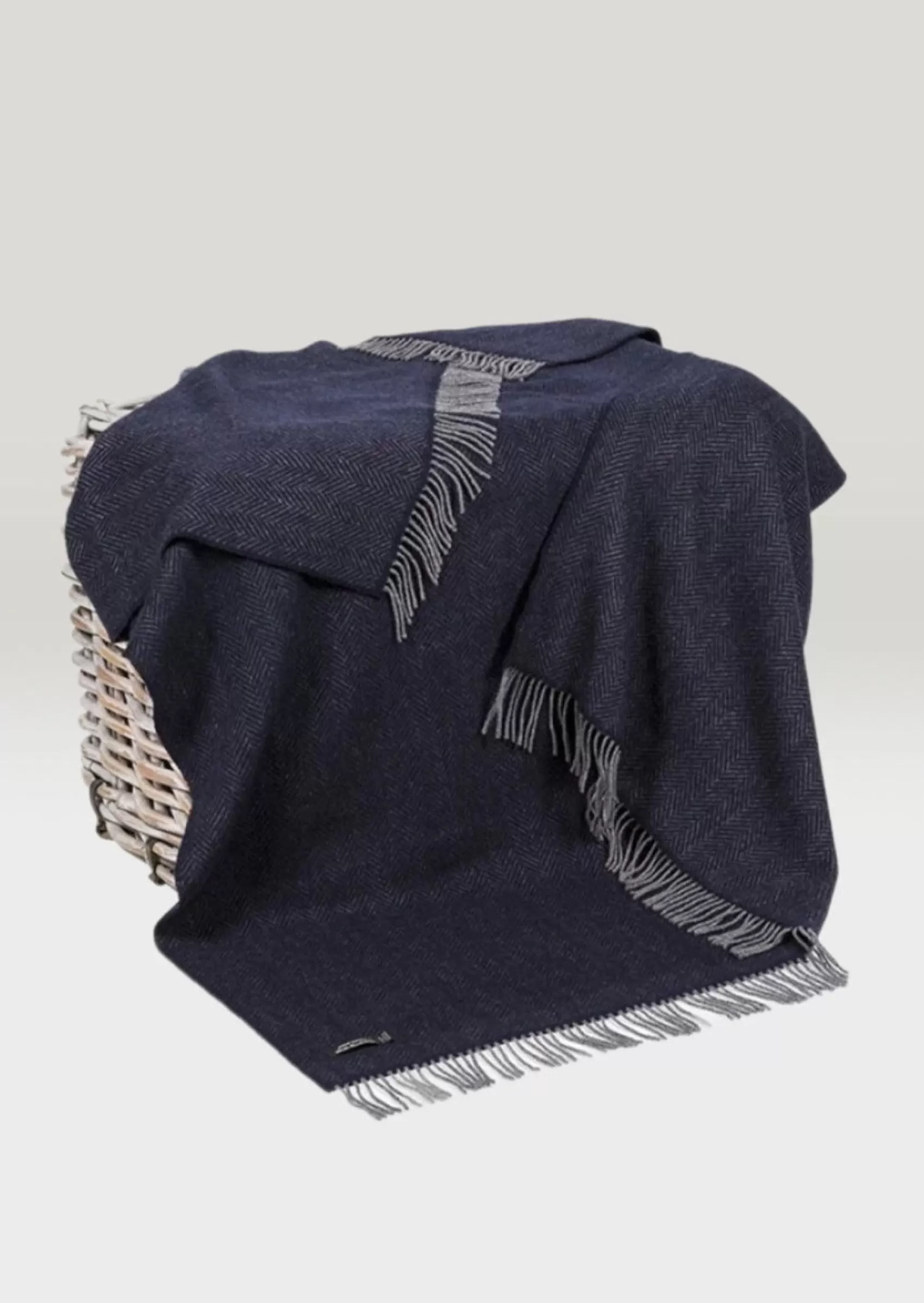 Blankets & Throws | Cashmere Merino Blankets^John Hanly Cashmere Merino Throw - Navy Gray