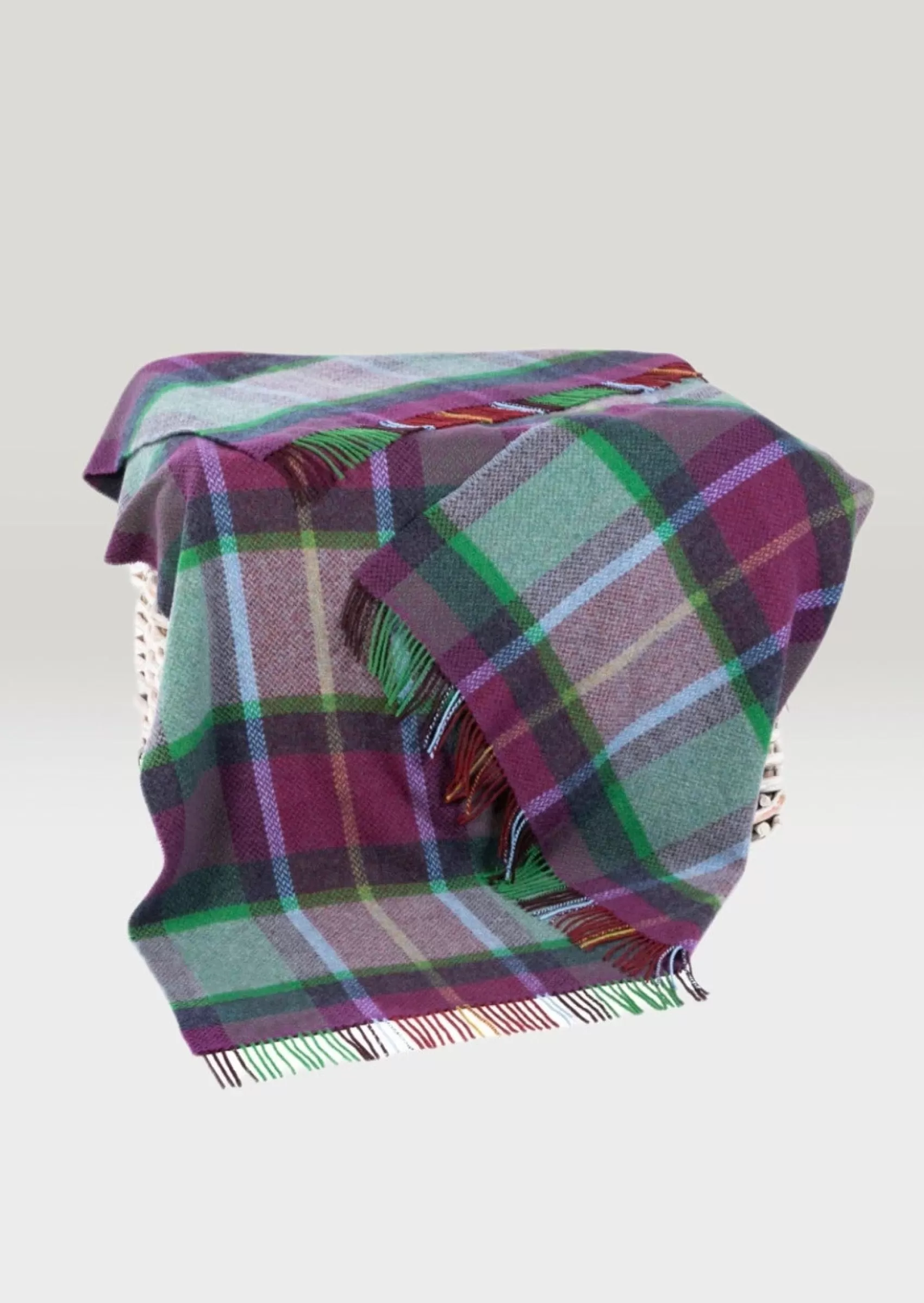 Blankets & Throws | Cashmere Merino Blankets^John Hanly Cashmere Merino Throw - Purple Green Navy