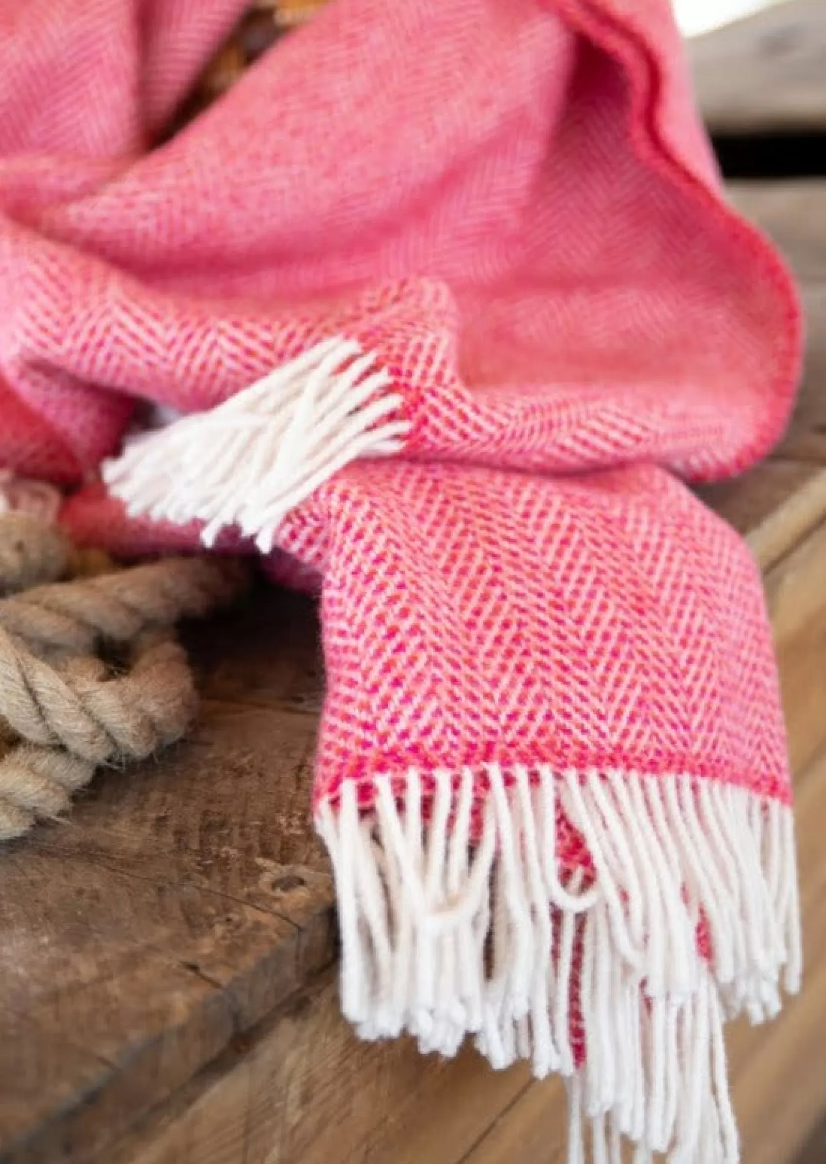 Blankets & Throws | Cashmere Merino Blankets^John Hanly Cashmere Merino Throw - Raspberry