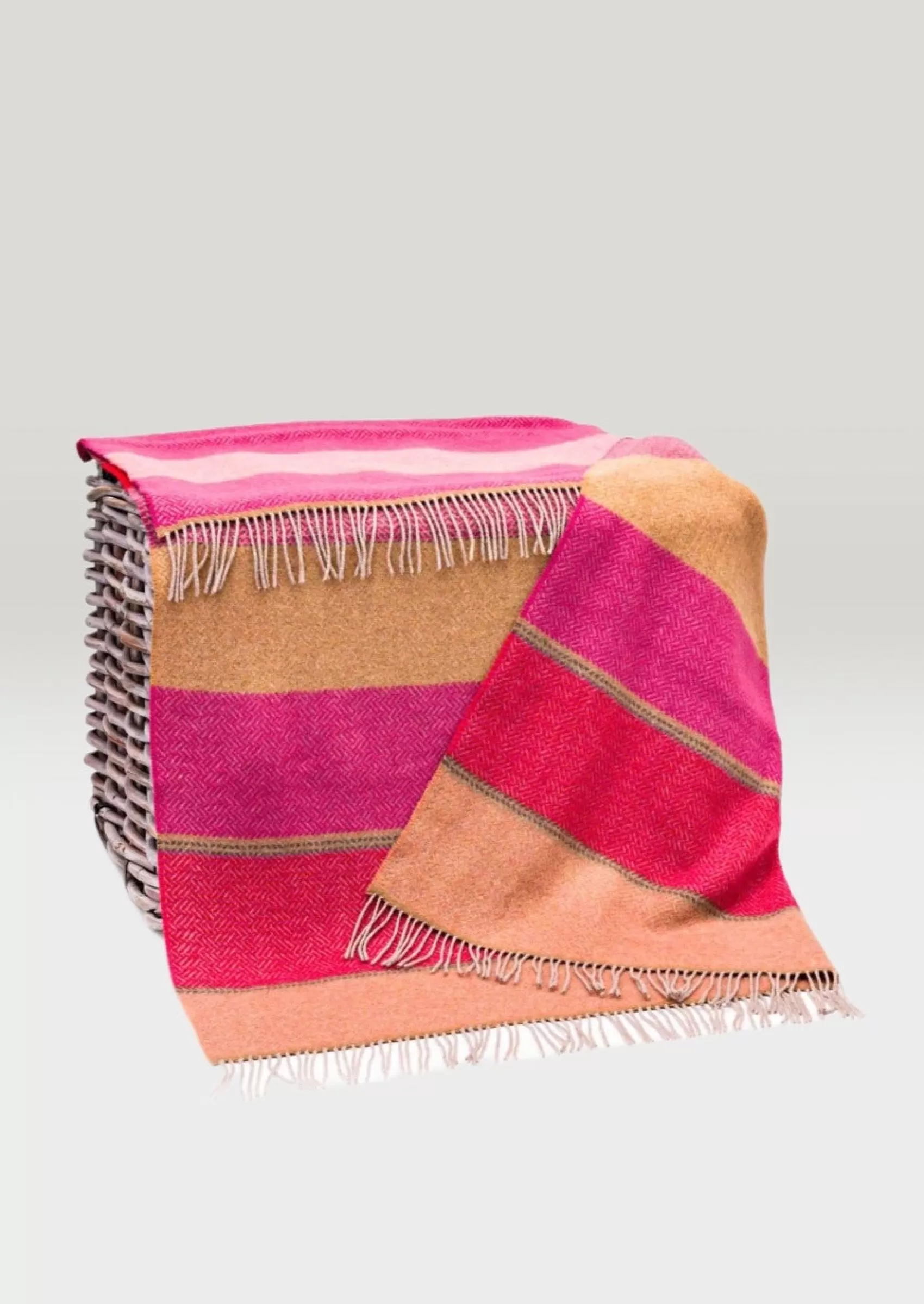 Blankets & Throws | Cashmere Merino Blankets^John Hanly Cashmere Merino Throw - Red Pink Biscuit Stripe