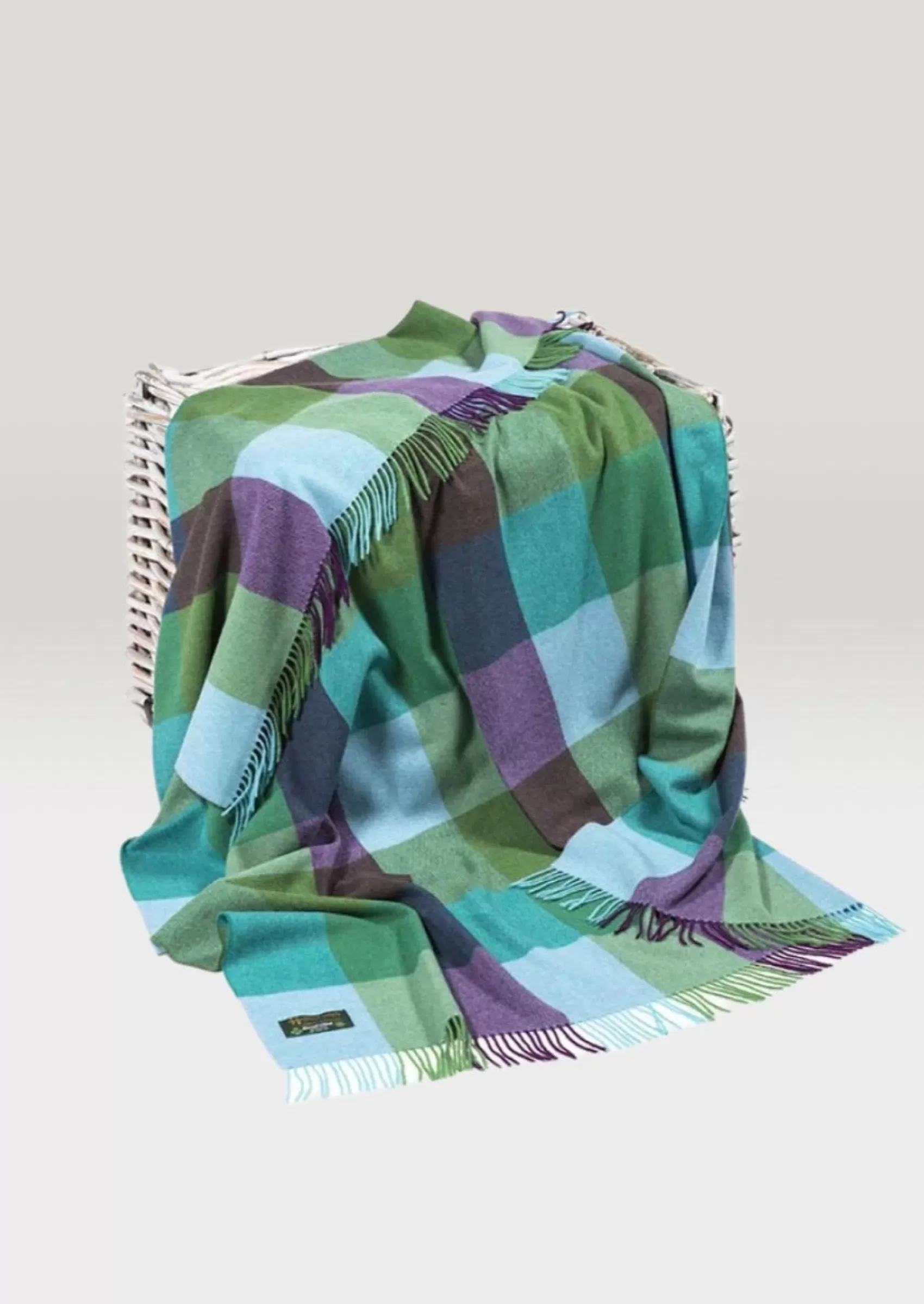 Blankets & Throws | Lambswool Blankets^John Hanly Green Blue Marine Block Throw