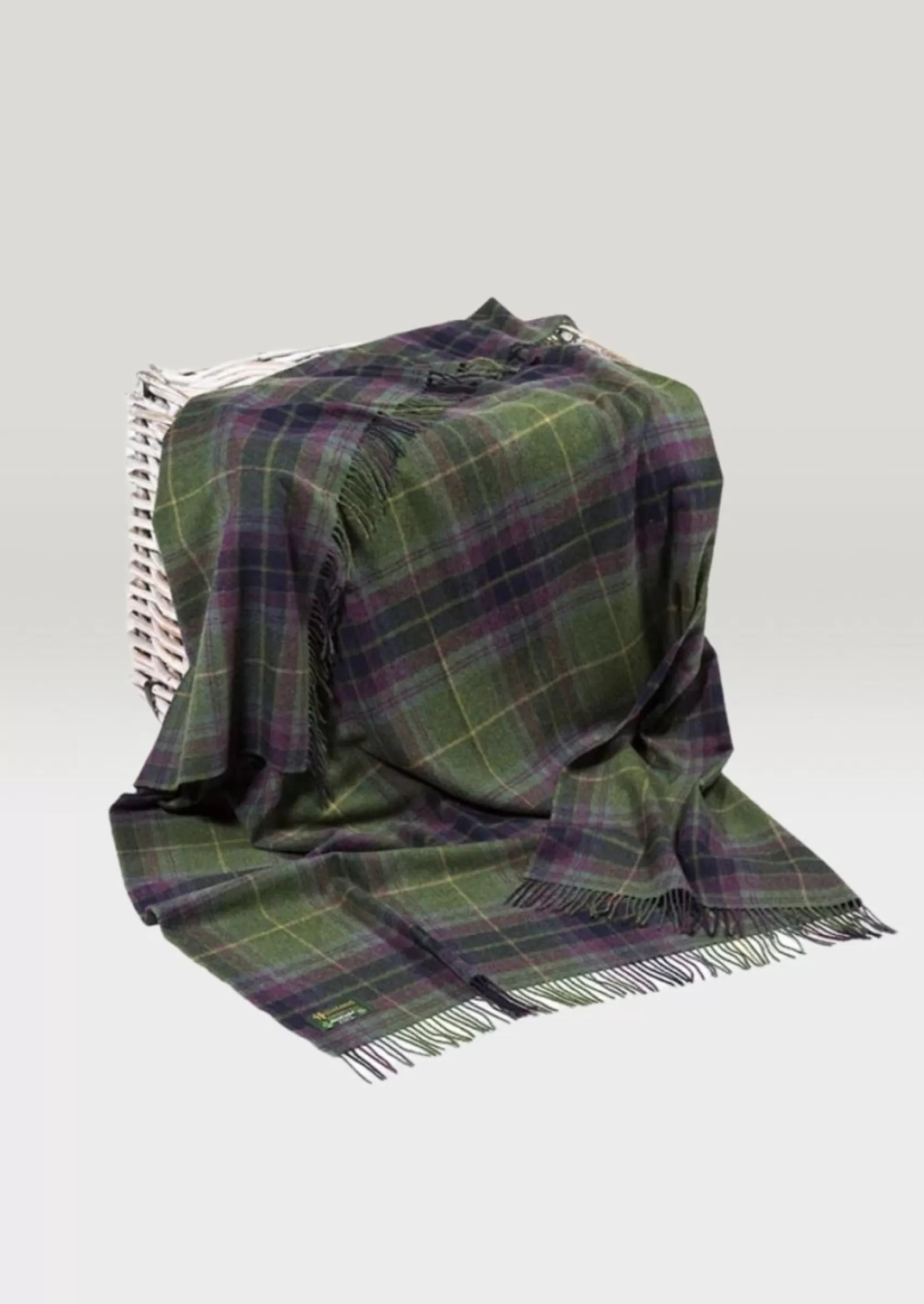 Blankets & Throws | Lambswool Blankets^John Hanly Lambswool Throw Green Navy Purple Plaid