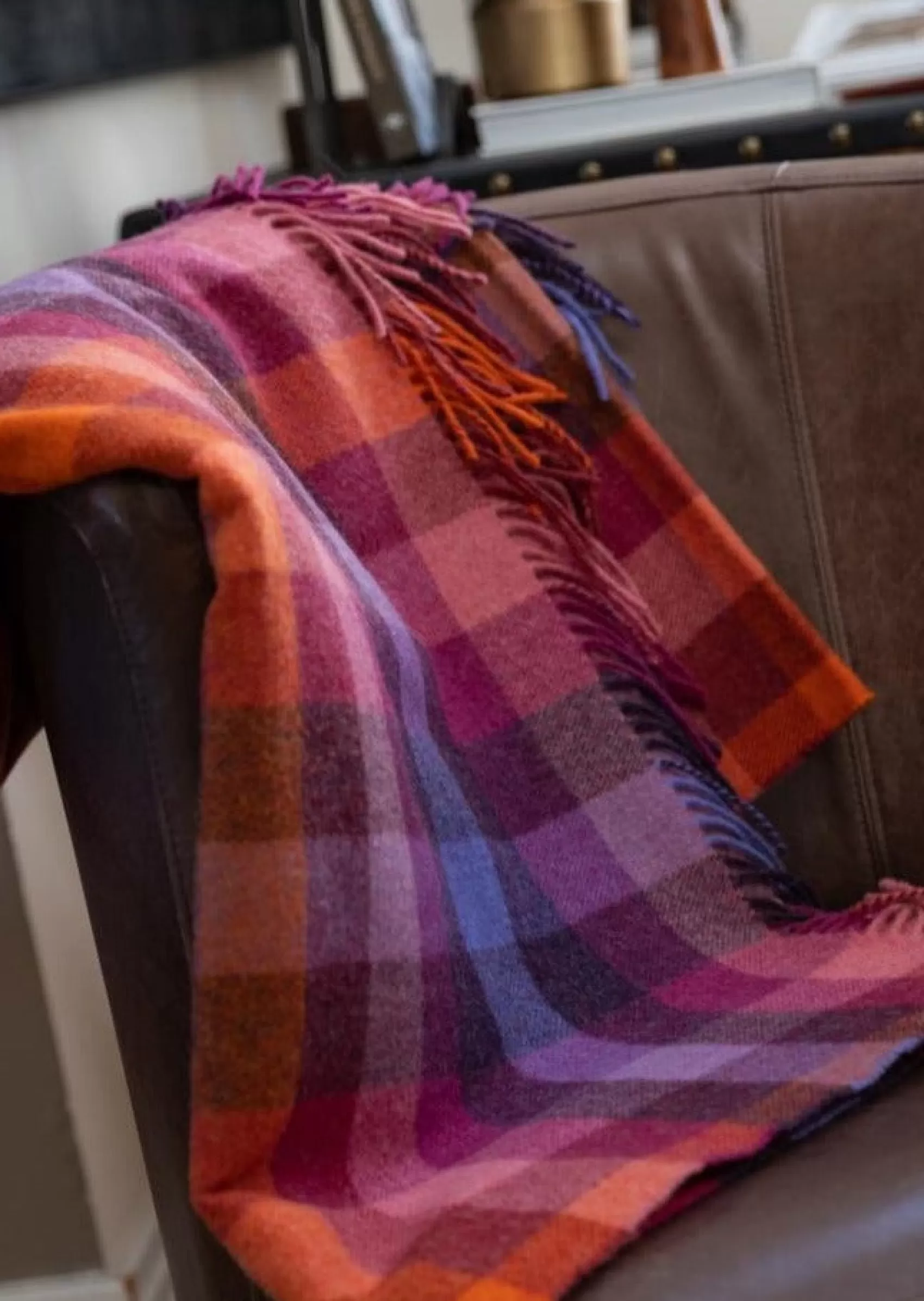 Blankets & Throws | Lambswool Blankets^John Hanly Lambswool Throw Pink Peony Viola