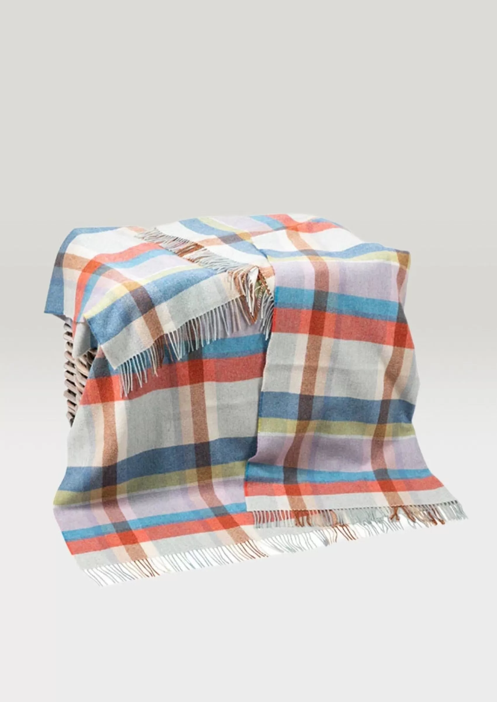 Blankets & Throws | Lambswool Blankets^John Hanly Large Blue Green Lilac Peach Throw