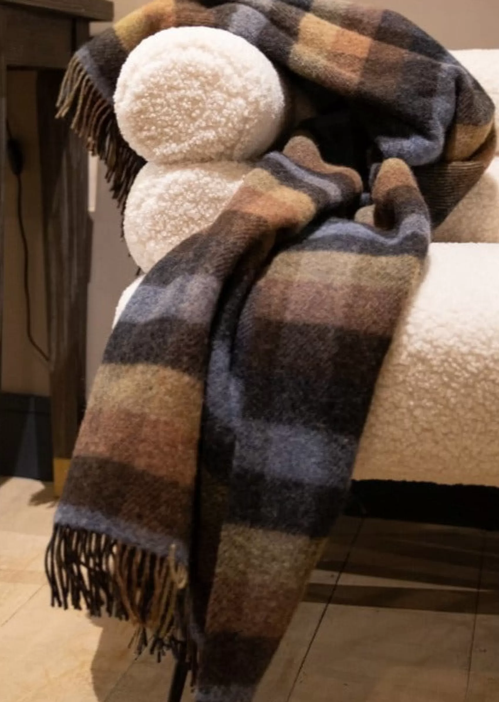 Blankets & Throws | Wool Blankets^John Hanly Large Brown Charcoal Plaid Blanket